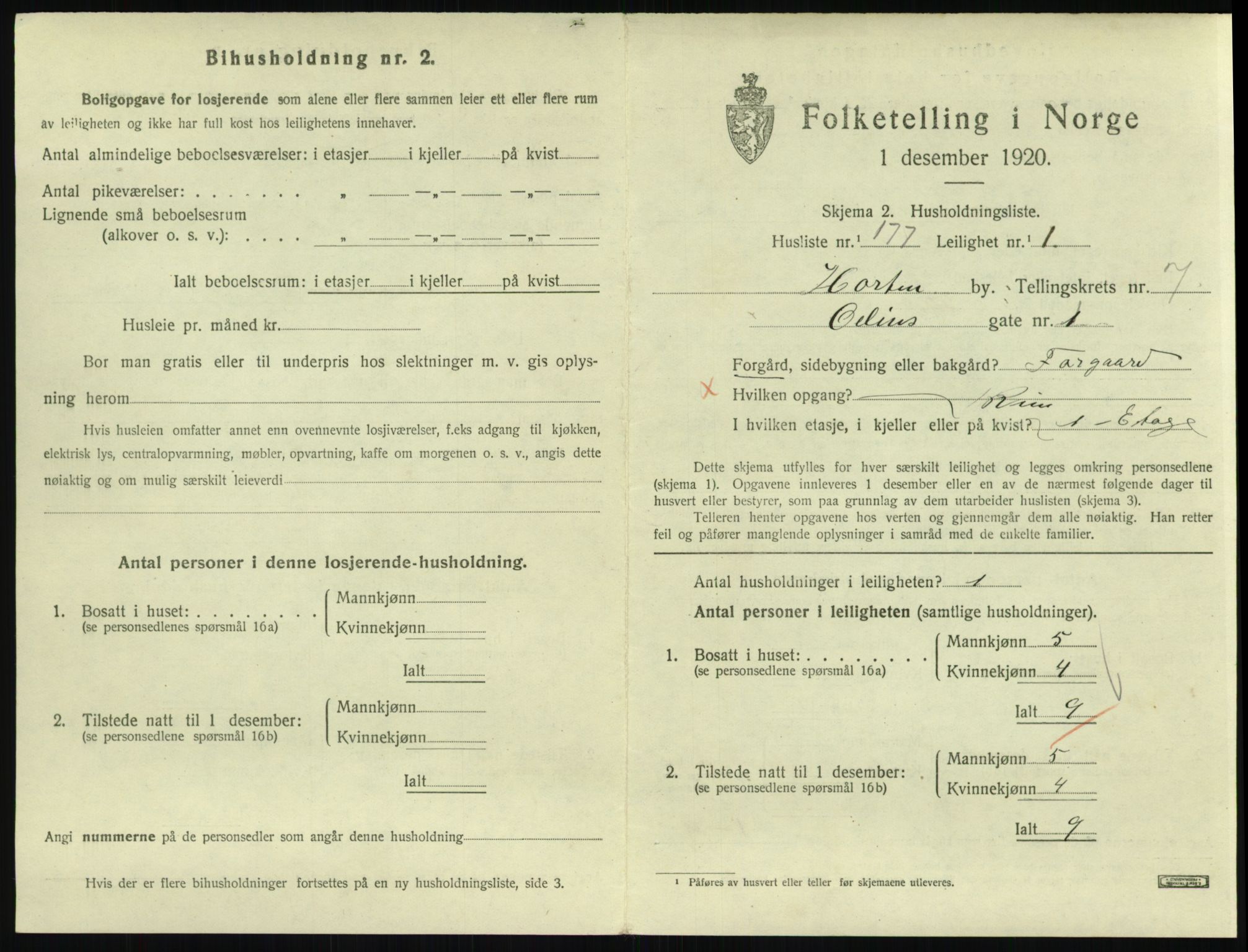 SAKO, 1920 census for Horten, 1920, p. 7859