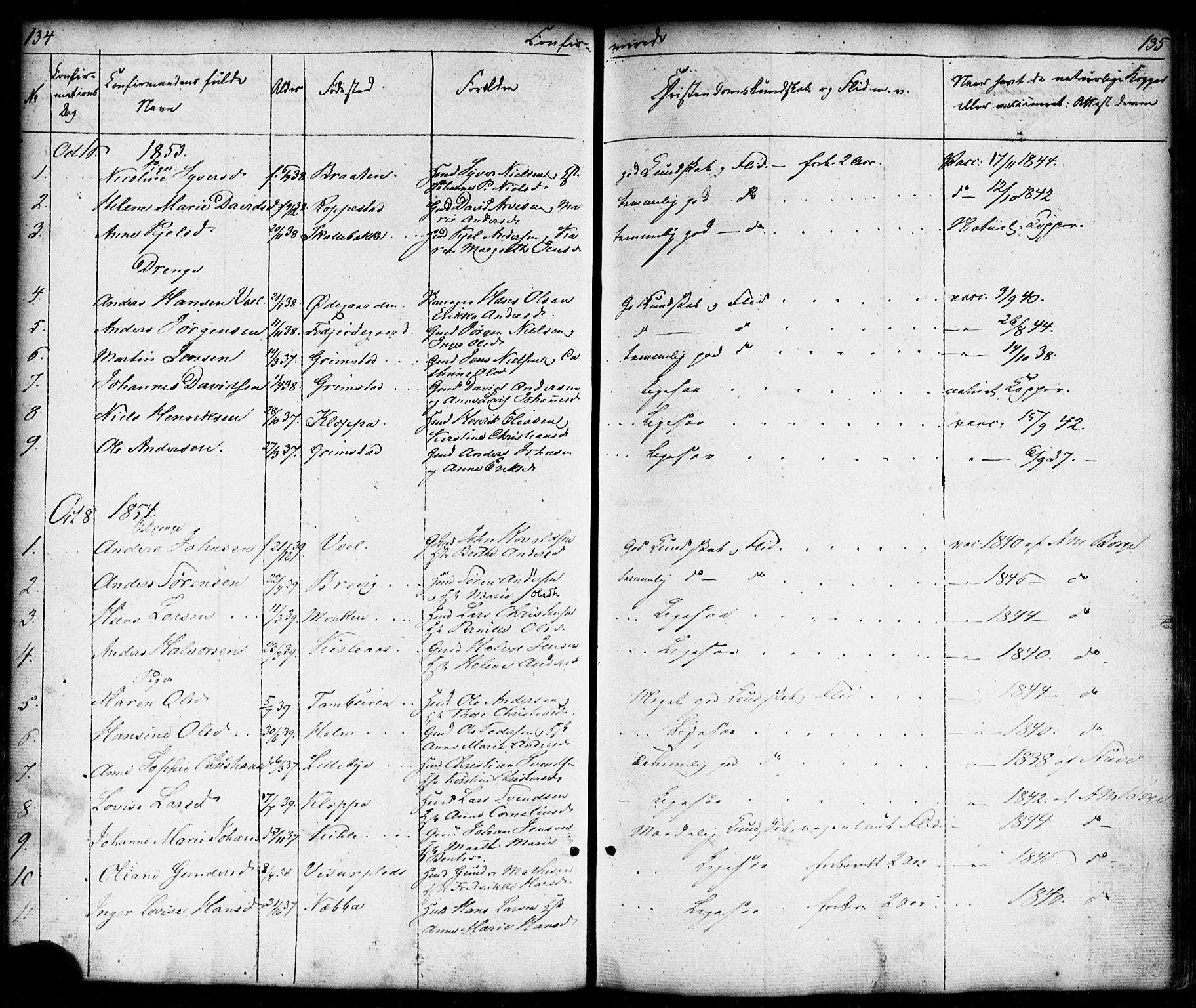 Borge prestekontor Kirkebøker, SAO/A-10903/F/Fb/L0002: Parish register (official) no. II 2, 1853-1877, p. 134-135