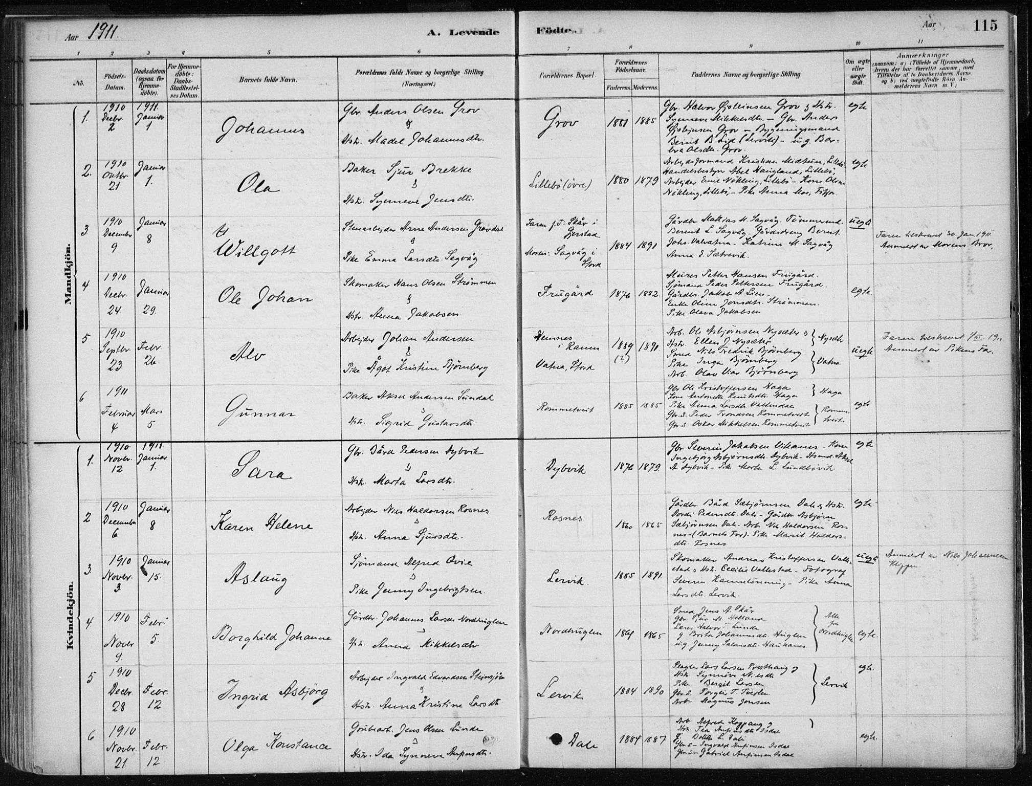 Stord sokneprestembete, SAB/A-78201/H/Haa: Parish register (official) no. B 2, 1878-1913, p. 115