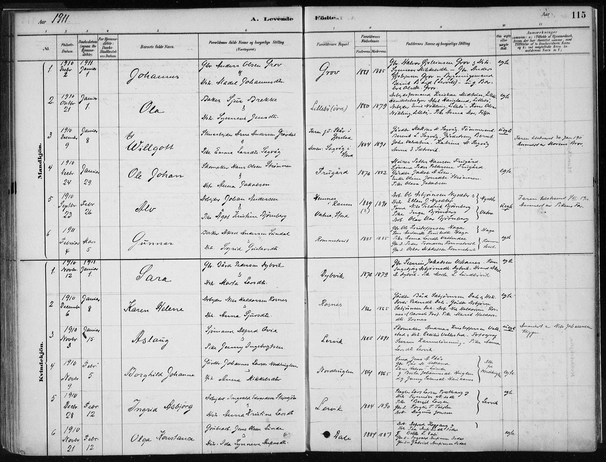 Stord sokneprestembete, AV/SAB-A-78201/H/Haa: Parish register (official) no. B 2, 1878-1913, p. 115