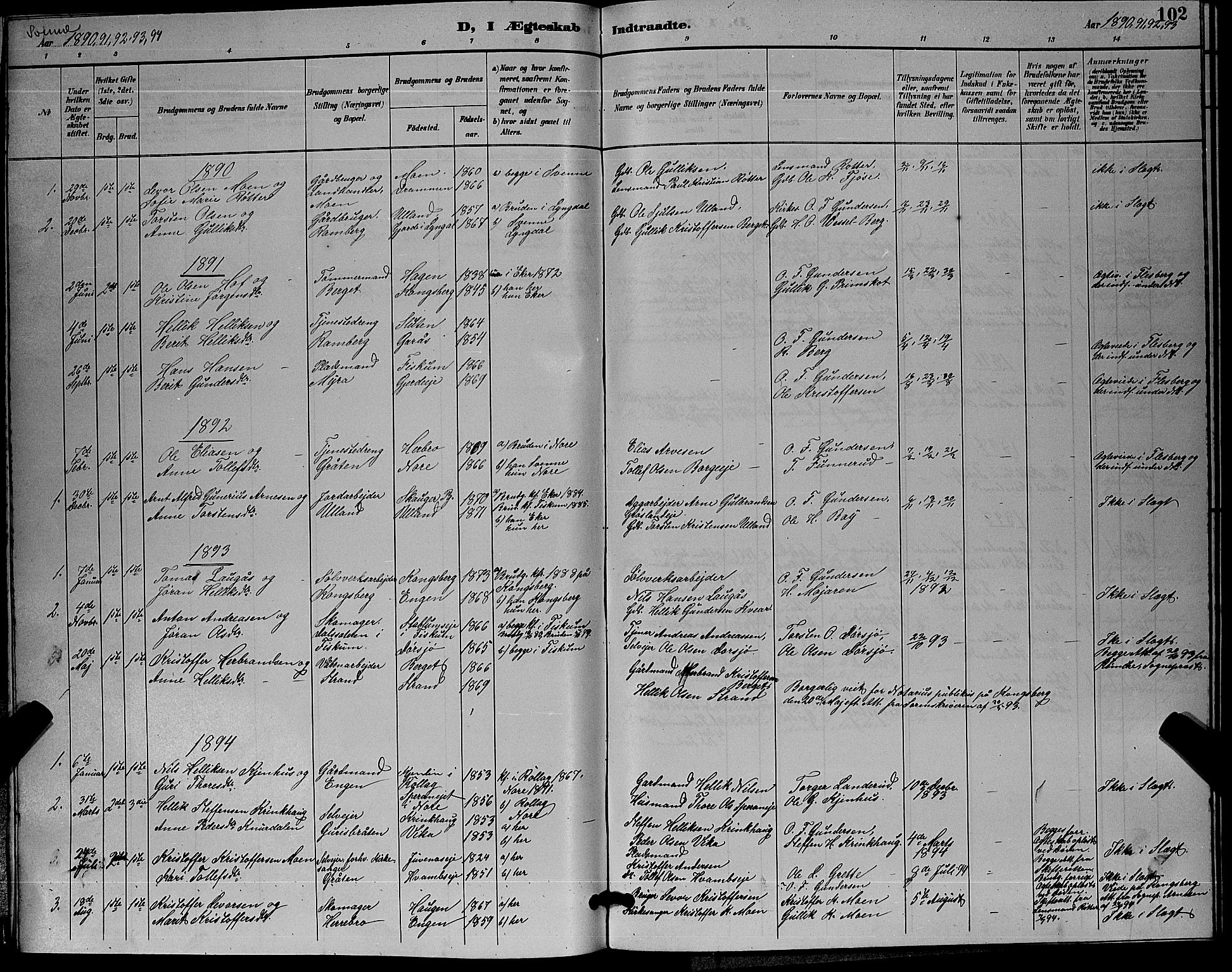 Flesberg kirkebøker, SAKO/A-18/G/Ga/L0004: Parish register (copy) no. I 4 /2, 1890-1898, p. 102