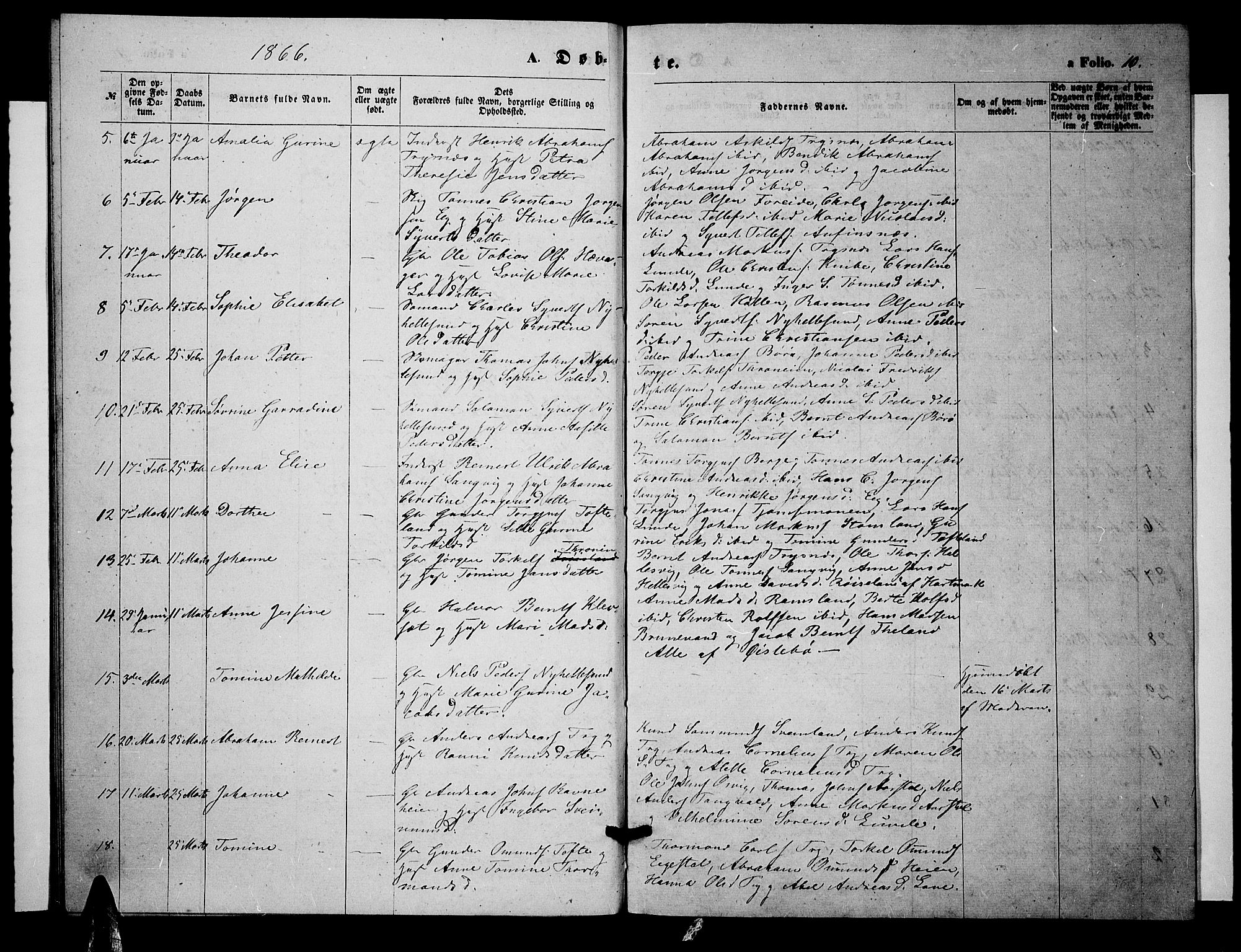 Søgne sokneprestkontor, SAK/1111-0037/F/Fb/Fbb/L0004: Parish register (copy) no. B 4, 1864-1883, p. 10