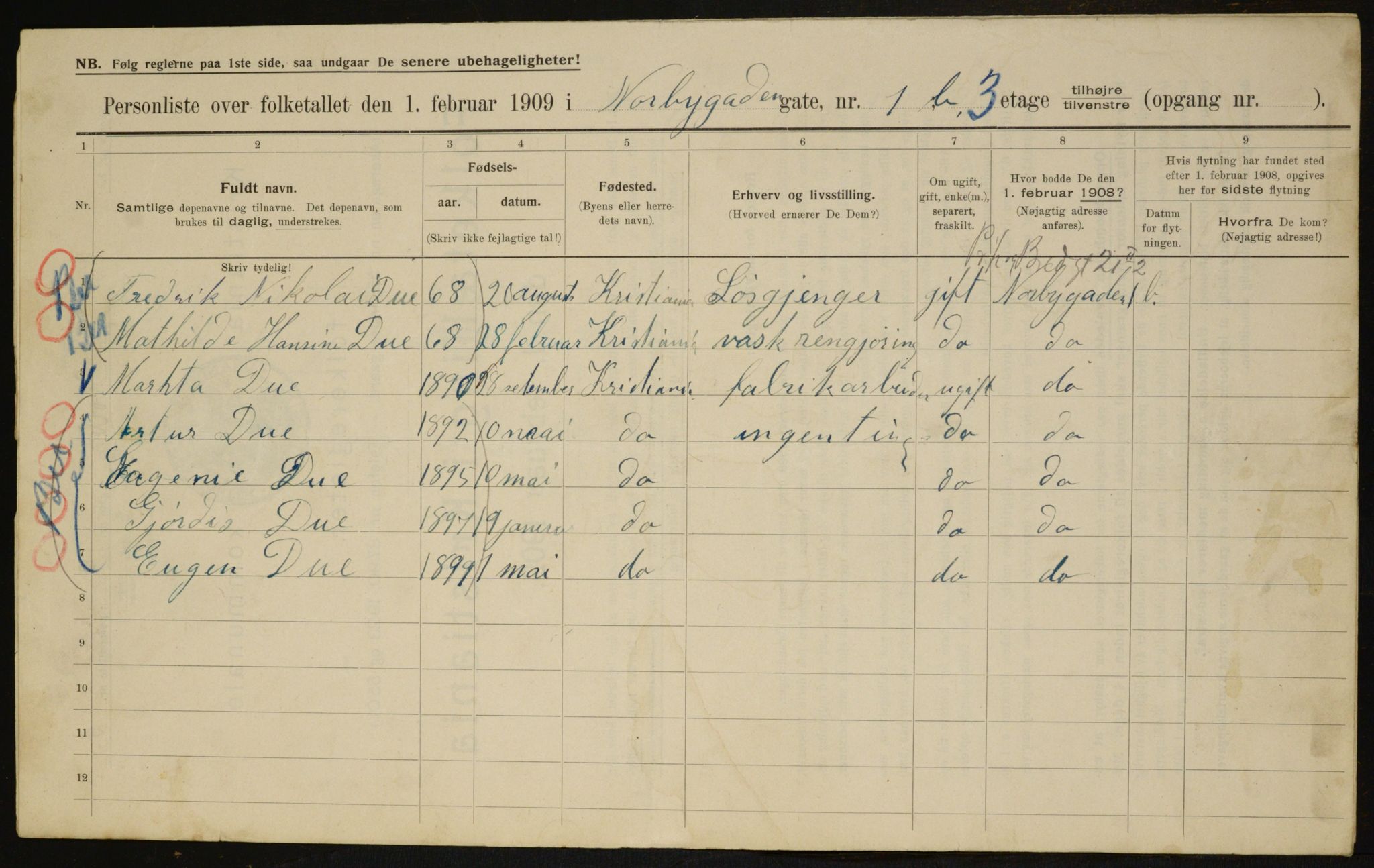 OBA, Municipal Census 1909 for Kristiania, 1909, p. 64648