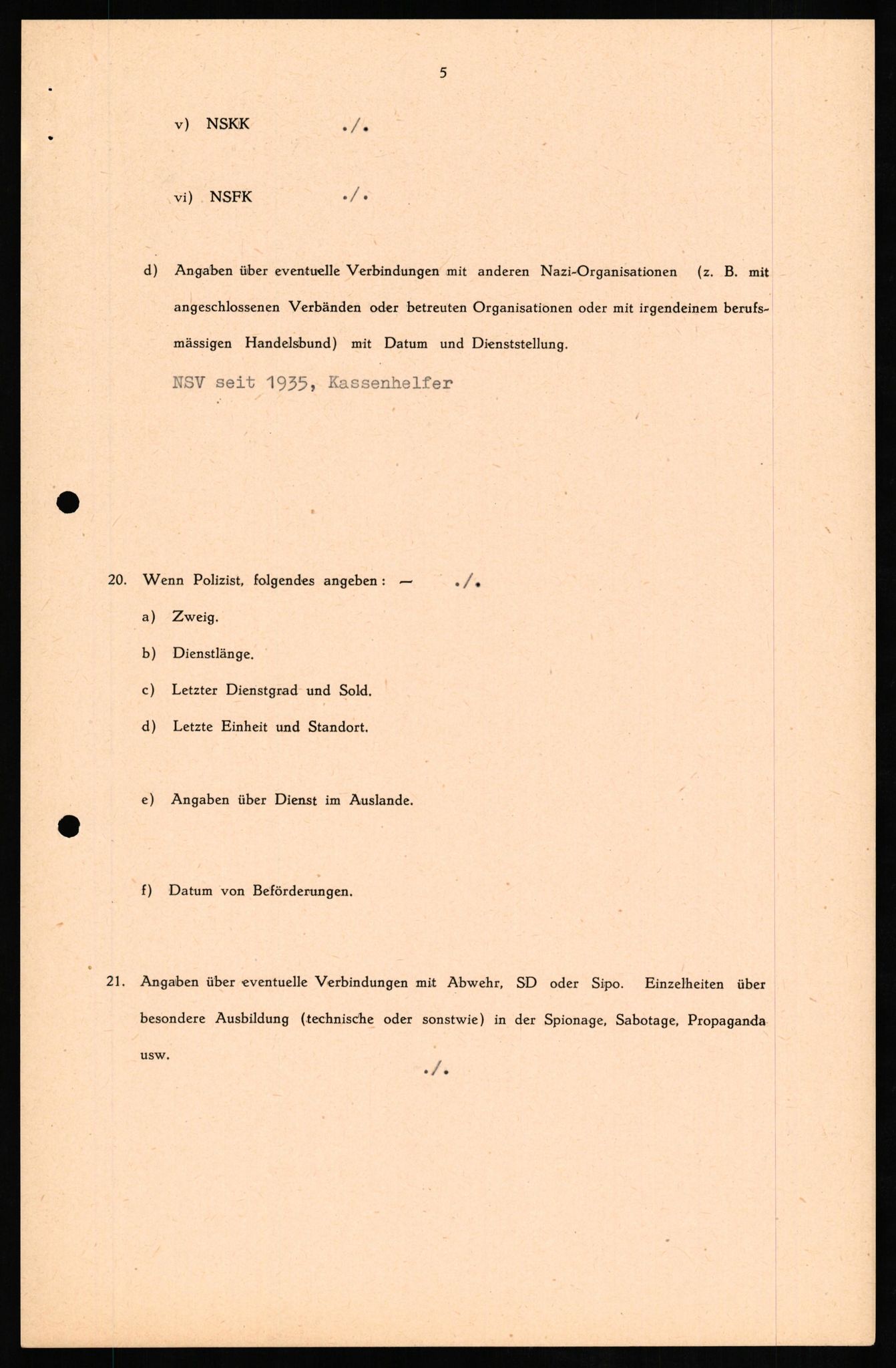 Forsvaret, Forsvarets overkommando II, AV/RA-RAFA-3915/D/Db/L0012: CI Questionaires. Tyske okkupasjonsstyrker i Norge. Tyskere., 1945-1946, p. 254