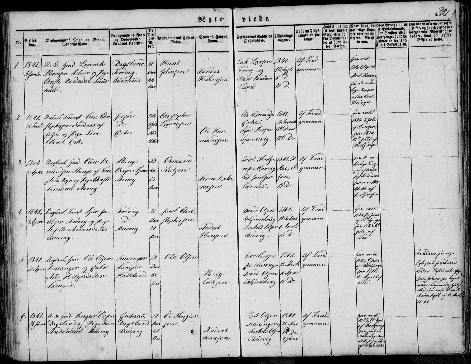 Skjold sokneprestkontor, AV/SAST-A-101847/H/Ha/Haa/L0006: Parish register (official) no. A 6.1, 1835-1858, p. 321