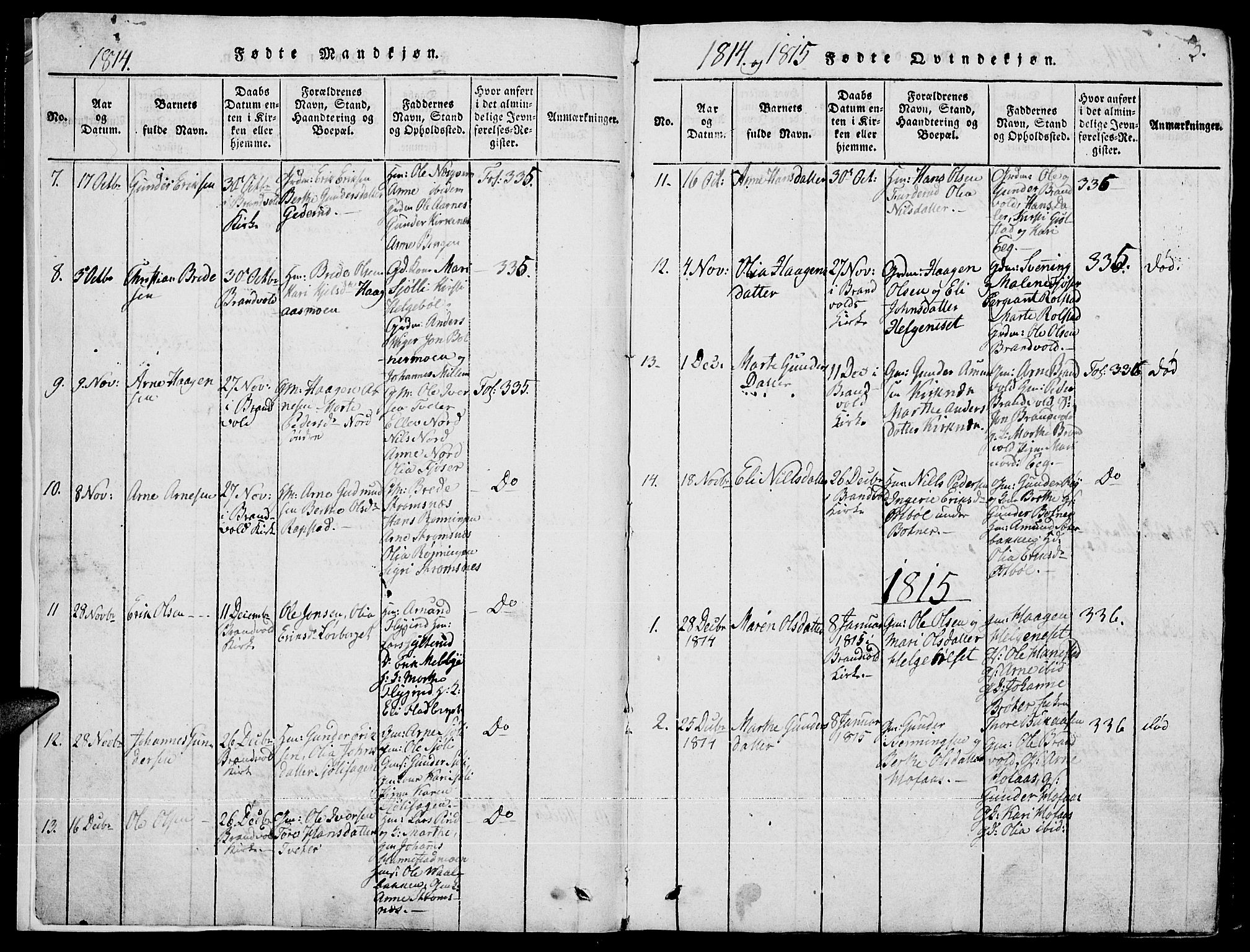Grue prestekontor, AV/SAH-PREST-036/H/Ha/Hab/L0001: Parish register (copy) no. 1, 1814-1841, p. 3