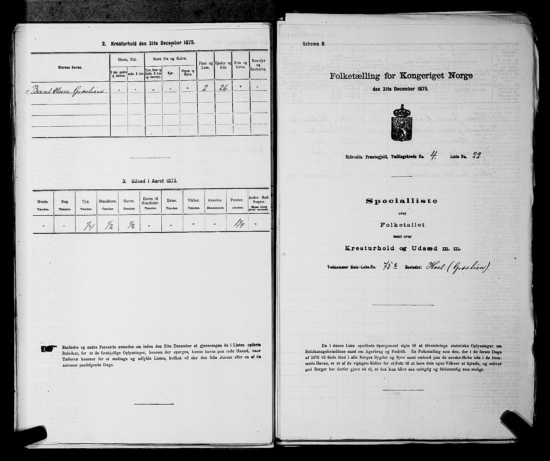 RA, 1875 census for 0237P Eidsvoll, 1875, p. 501