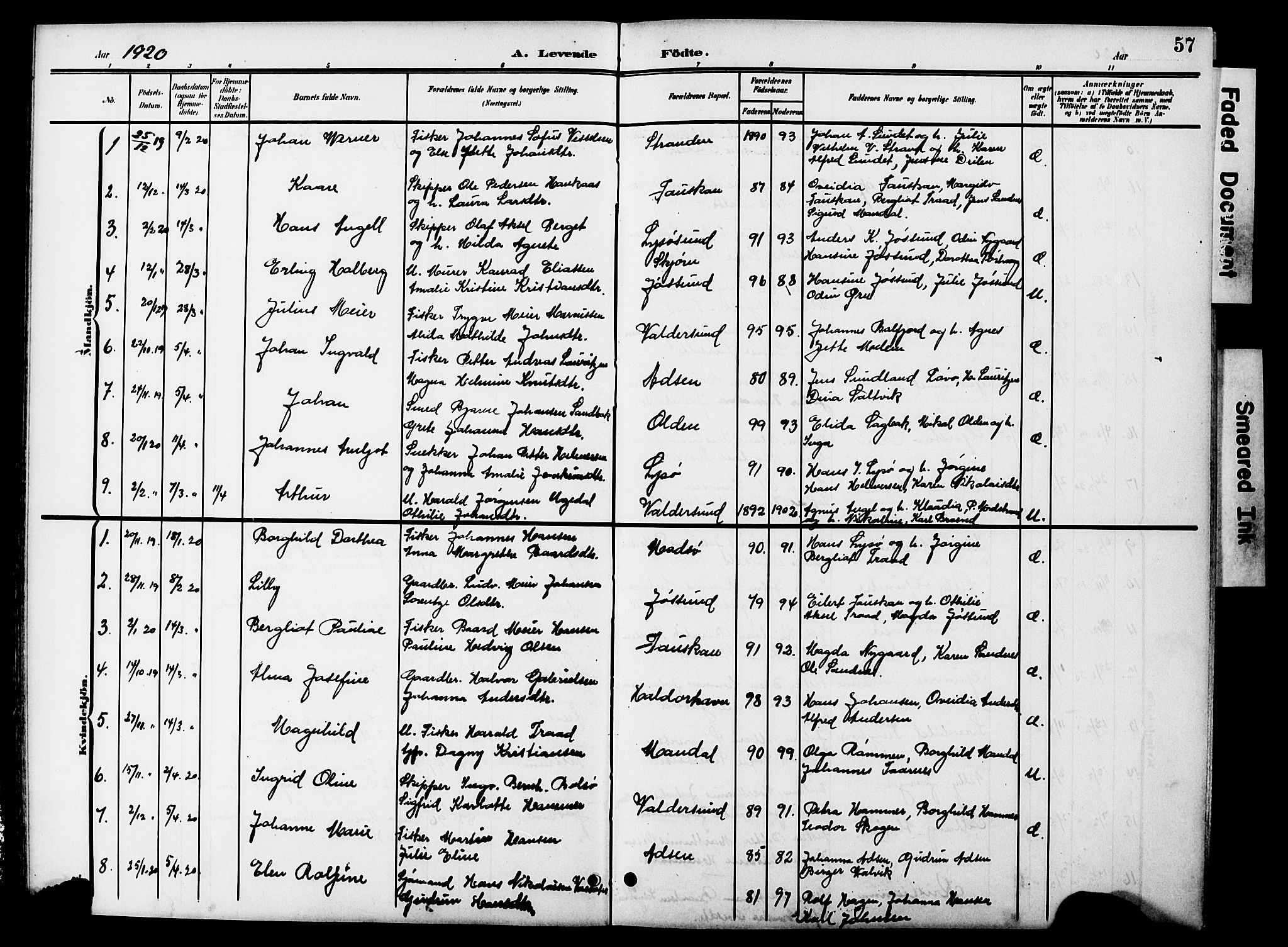 Ministerialprotokoller, klokkerbøker og fødselsregistre - Sør-Trøndelag, SAT/A-1456/654/L0666: Parish register (copy) no. 654C02, 1901-1925, p. 57