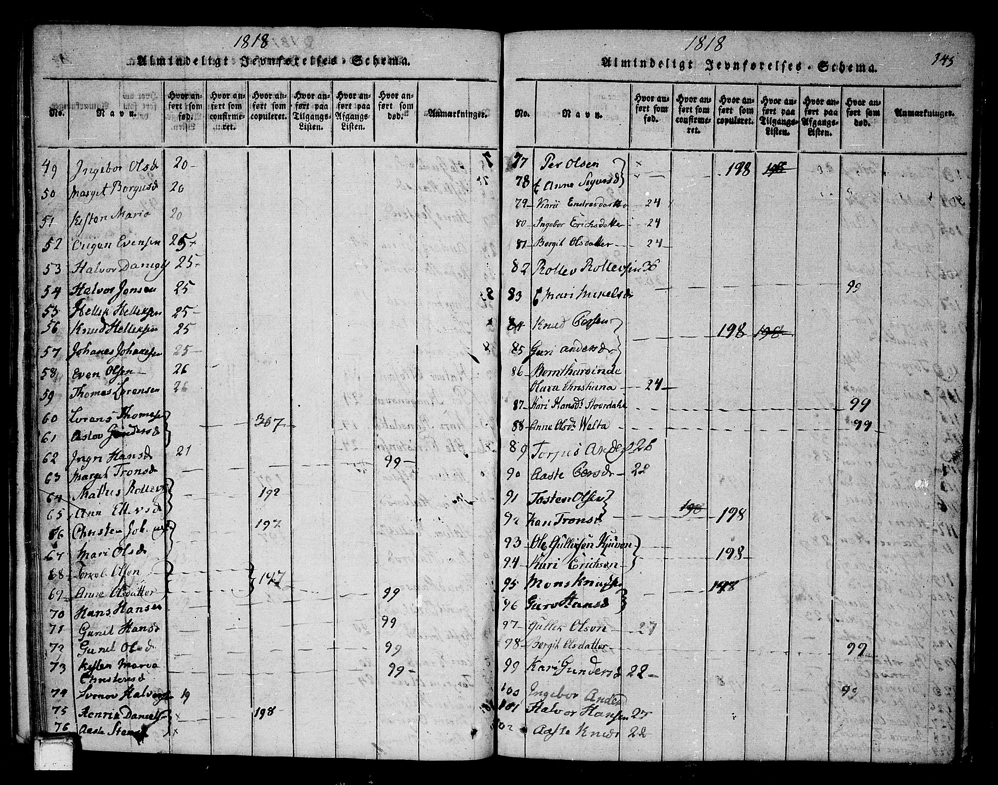 Sauherad kirkebøker, AV/SAKO-A-298/F/Fa/L0005: Parish register (official) no. I 5, 1815-1829, p. 345