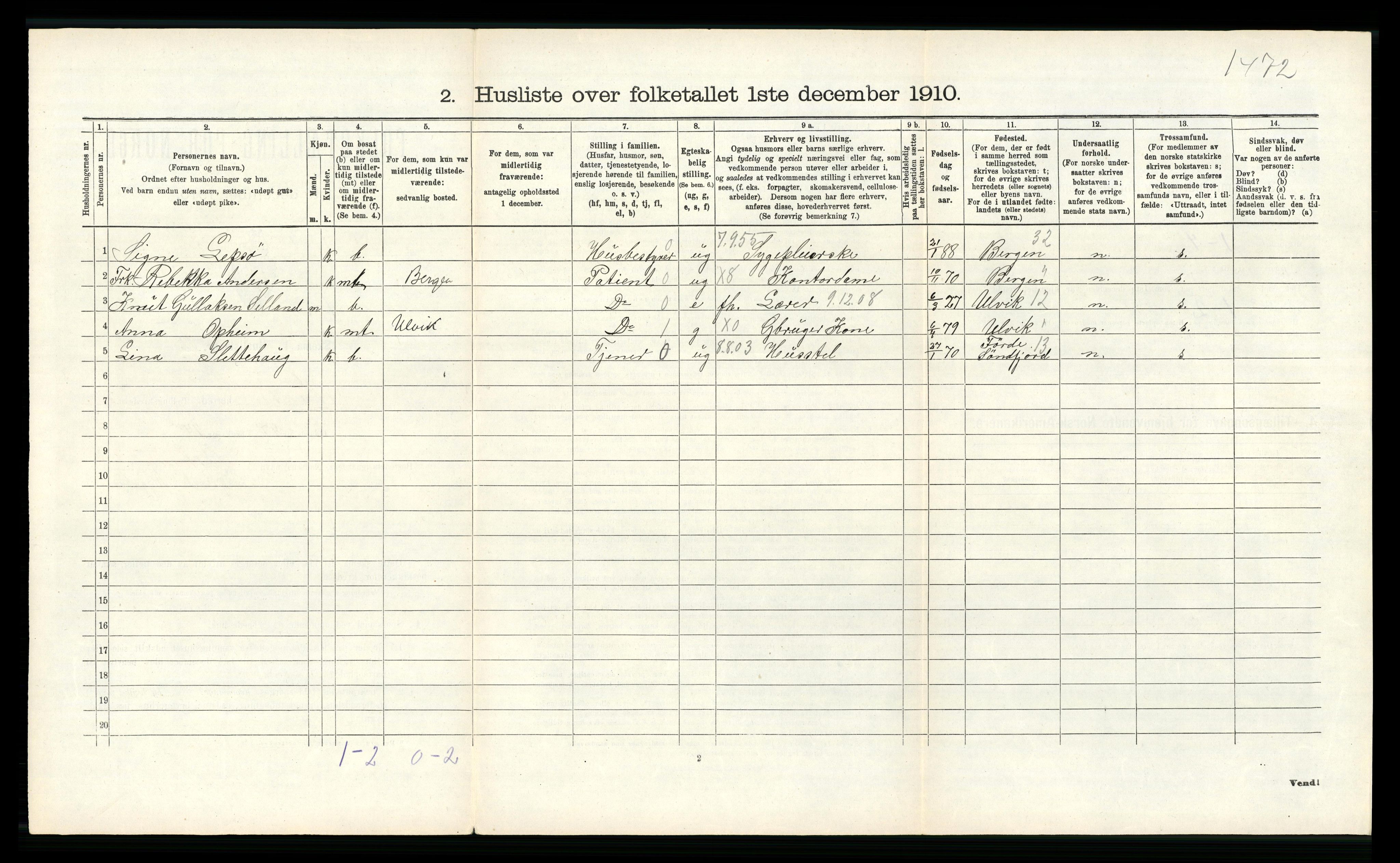 RA, 1910 census for Voss, 1910, p. 767