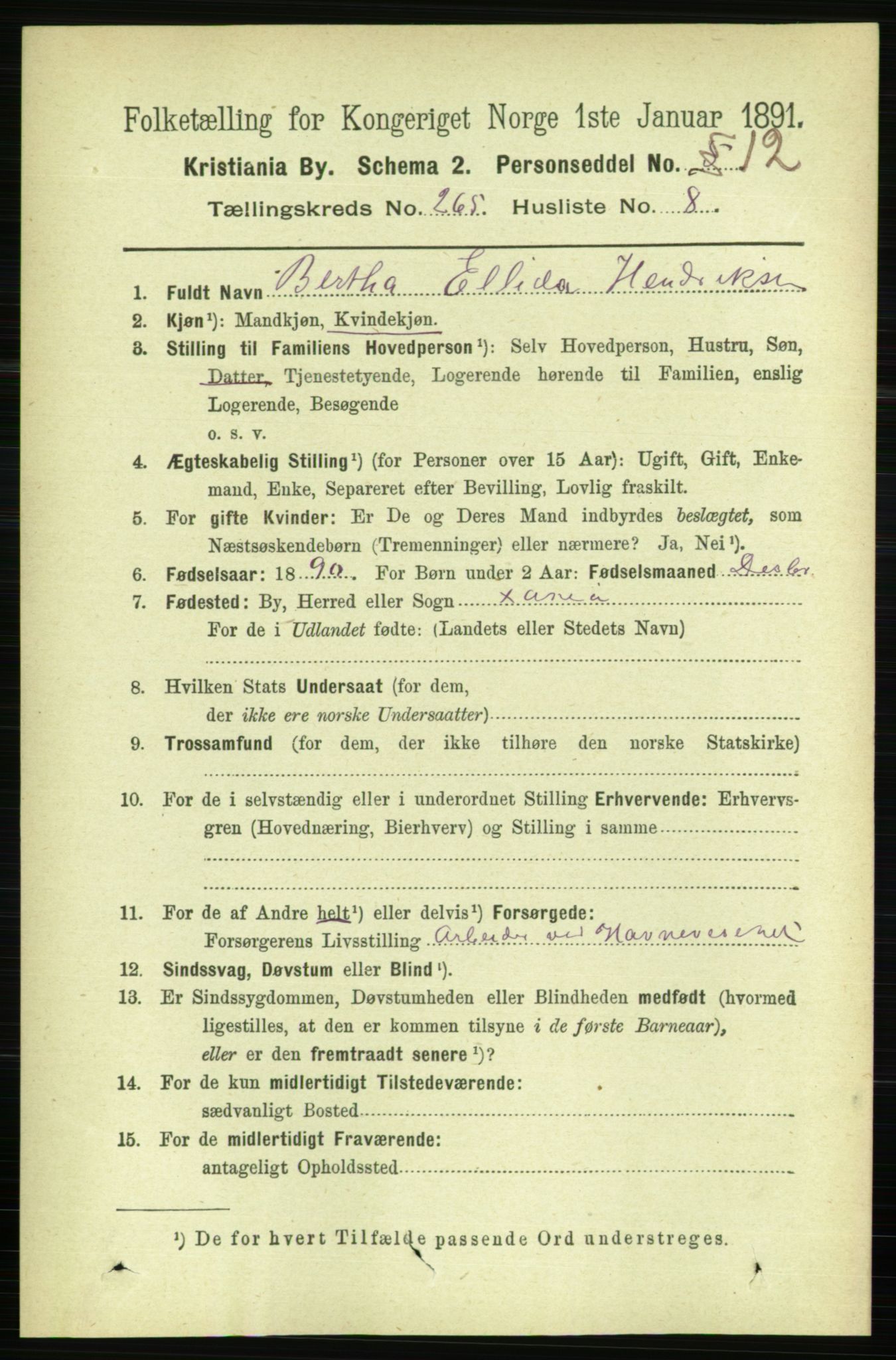 RA, 1891 census for 0301 Kristiania, 1891, p. 161093