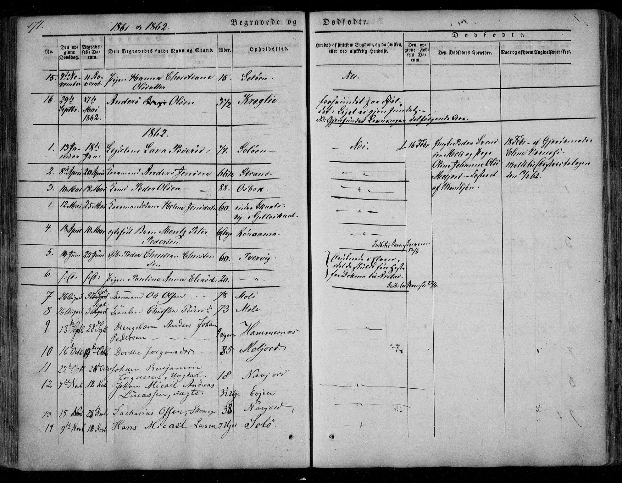 Ministerialprotokoller, klokkerbøker og fødselsregistre - Nordland, AV/SAT-A-1459/846/L0644: Parish register (official) no. 846A02, 1837-1872, p. 171