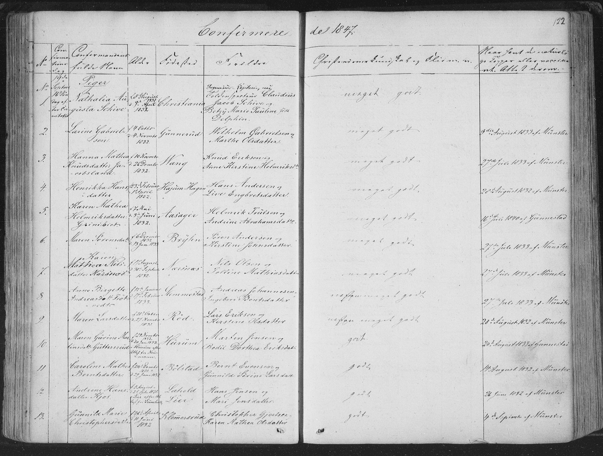 Røyken kirkebøker, AV/SAKO-A-241/F/Fa/L0005: Parish register (official) no. 5, 1833-1856, p. 122