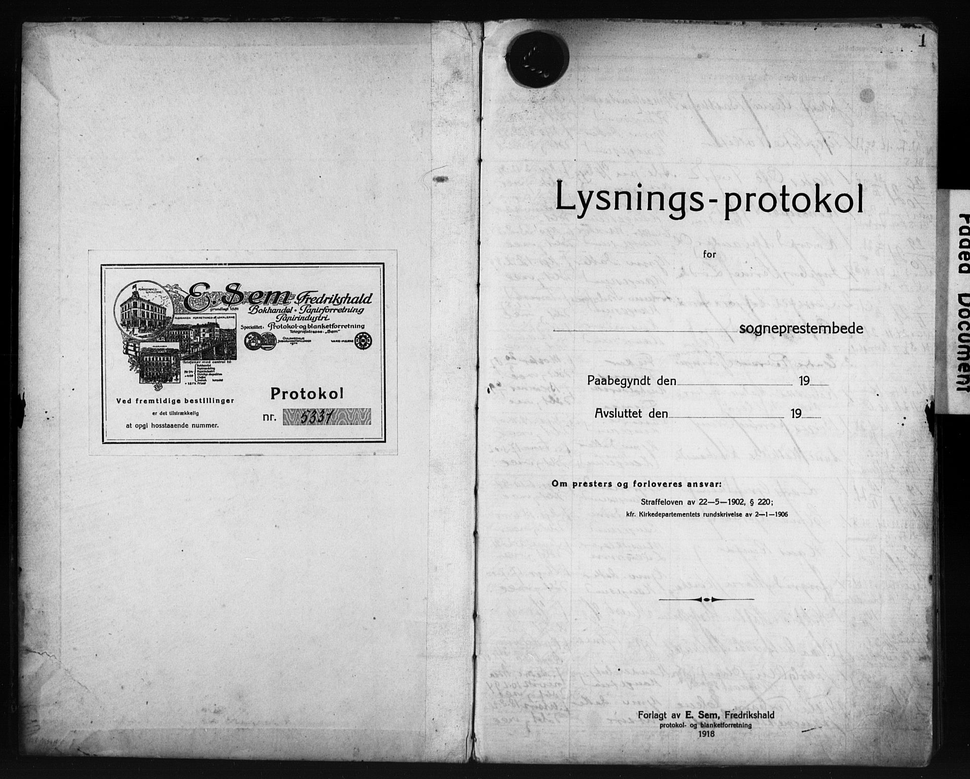 Haugesund sokneprestkontor, SAST/A -101863/I/Ie/L0005: Banns register no. VIII 5, 1921-1928, p. 1