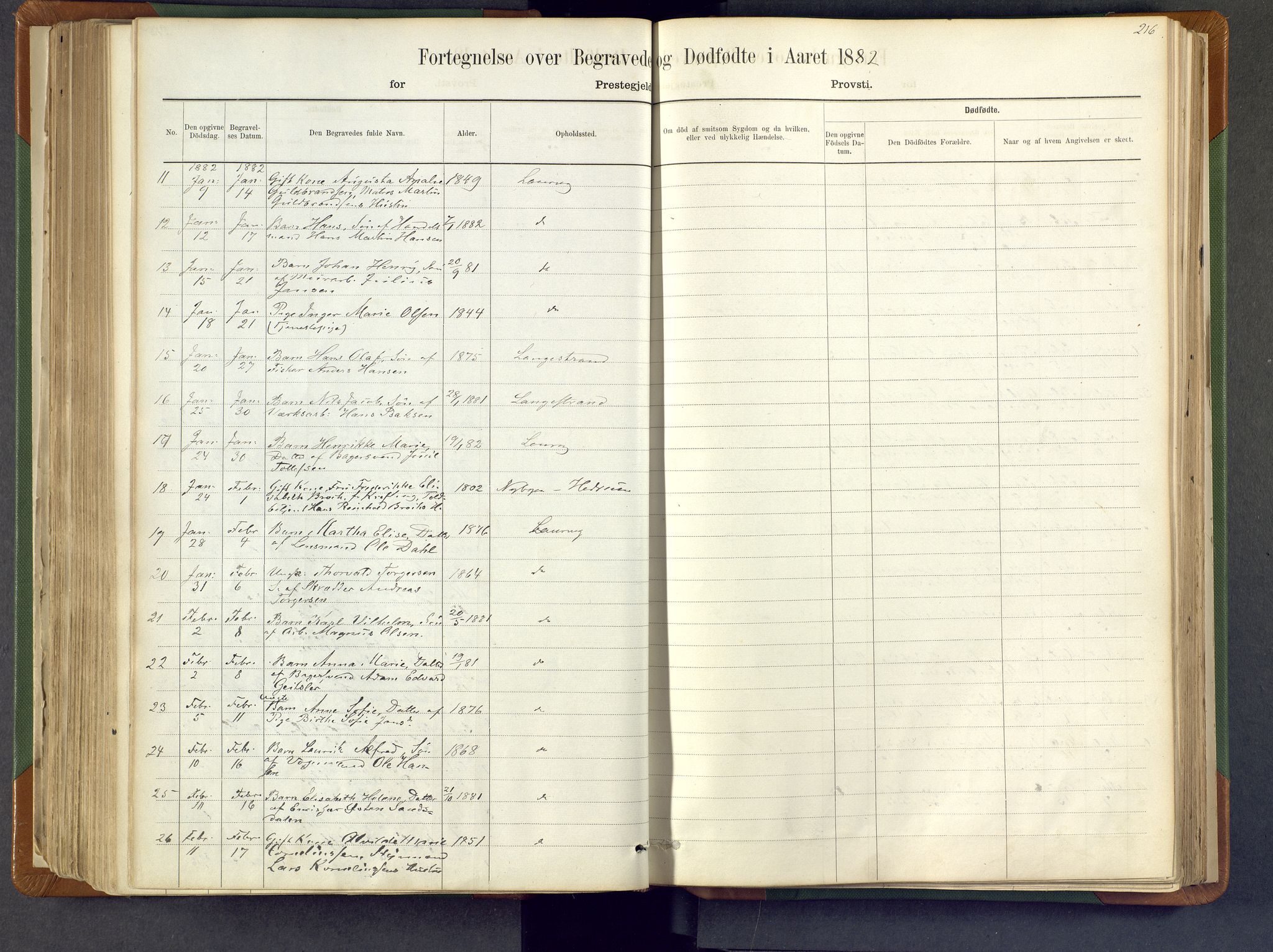 Larvik kirkebøker, AV/SAKO-A-352/F/Fa/L0007: Parish register (official) no. I 7, 1871-1883, p. 216