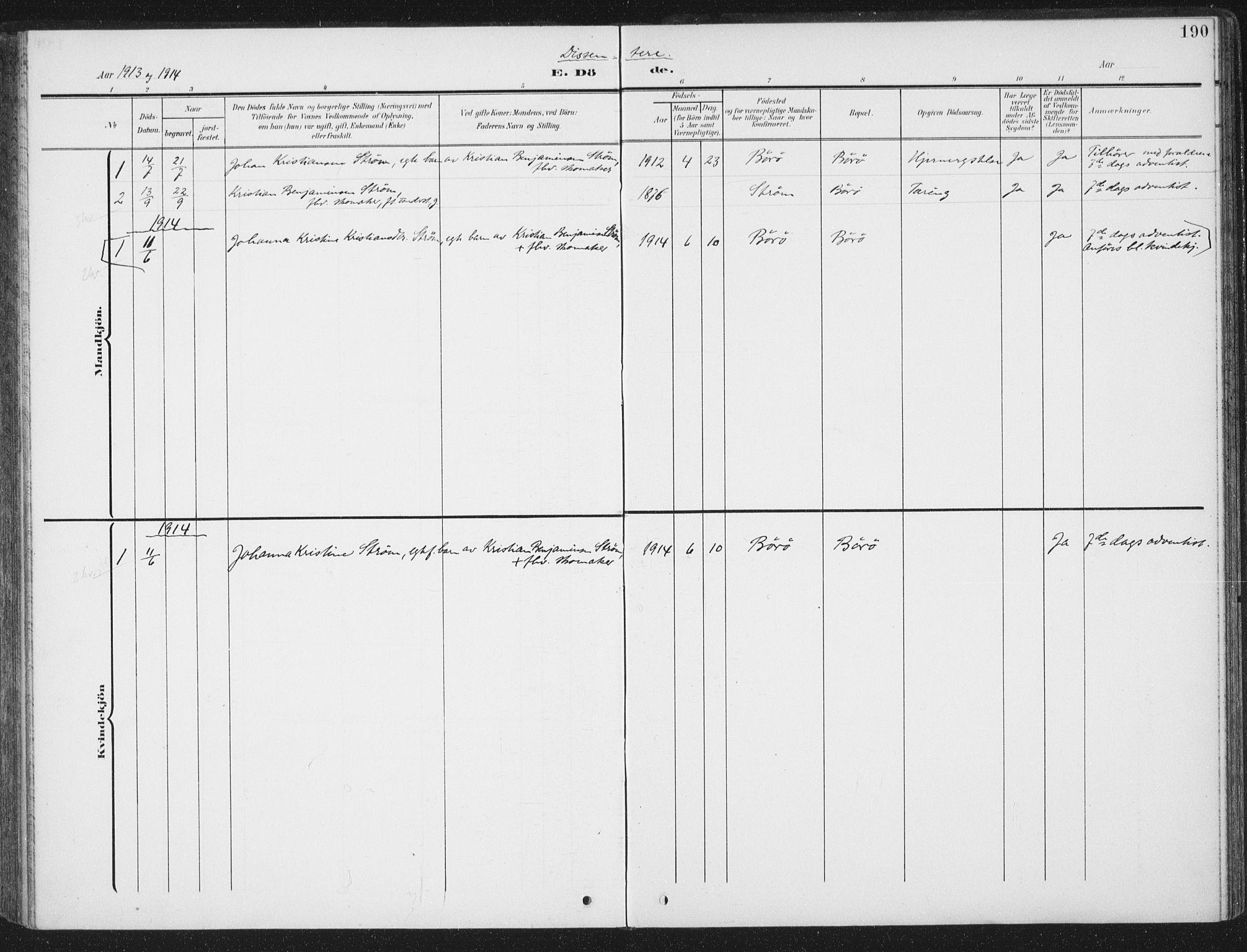 Ministerialprotokoller, klokkerbøker og fødselsregistre - Sør-Trøndelag, SAT/A-1456/657/L0709: Parish register (official) no. 657A10, 1905-1919, p. 190