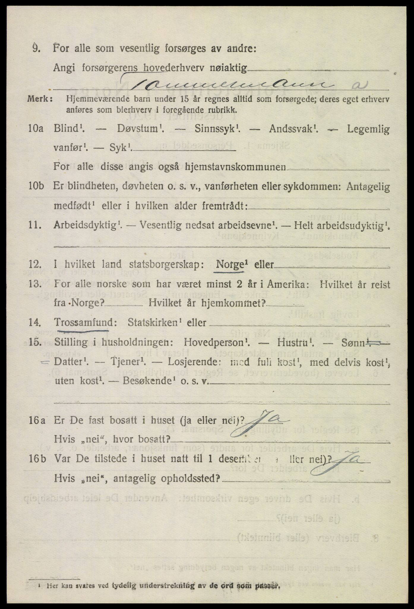 SAH, 1920 census for Vardal, 1920, p. 3884