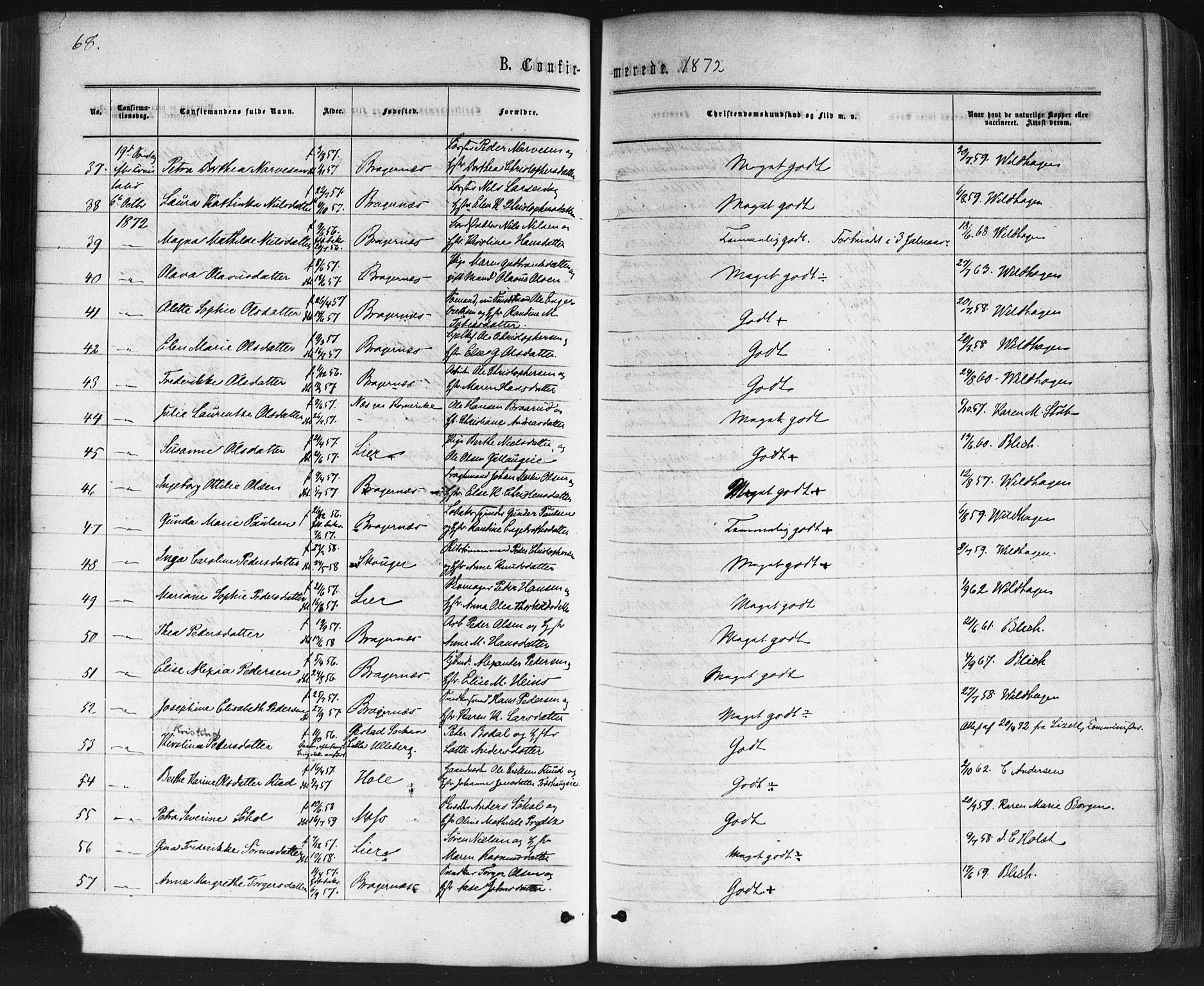 Bragernes kirkebøker, AV/SAKO-A-6/F/Fc/L0003: Parish register (official) no. III 3, 1865-1874, p. 68