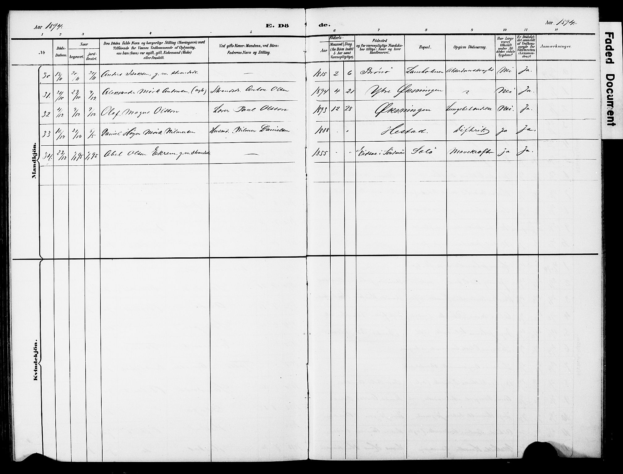 Ministerialprotokoller, klokkerbøker og fødselsregistre - Nordland, AV/SAT-A-1459/834/L0514: Parish register (copy) no. 834C05, 1893-1901