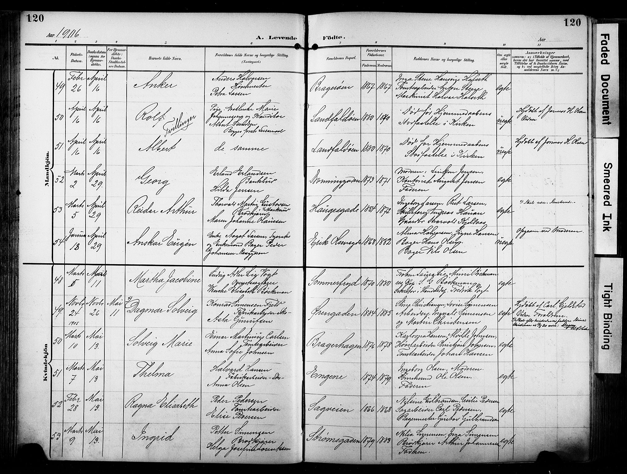 Bragernes kirkebøker, AV/SAKO-A-6/F/Fb/L0009: Parish register (official) no. II 9, 1902-1911, p. 120