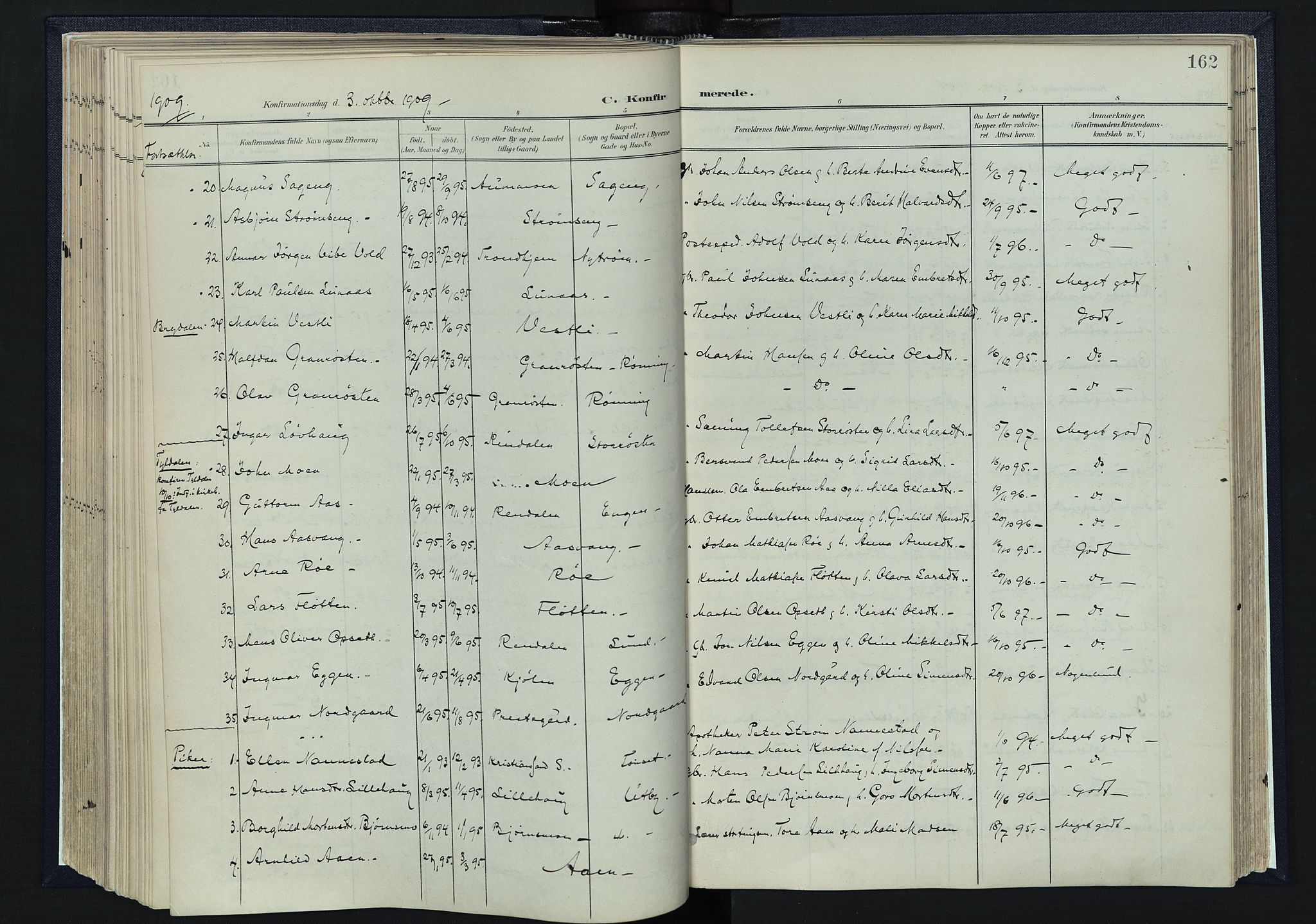 Tynset prestekontor, SAH/PREST-058/H/Ha/Haa/L0025: Parish register (official) no. 25, 1900-1914, p. 162