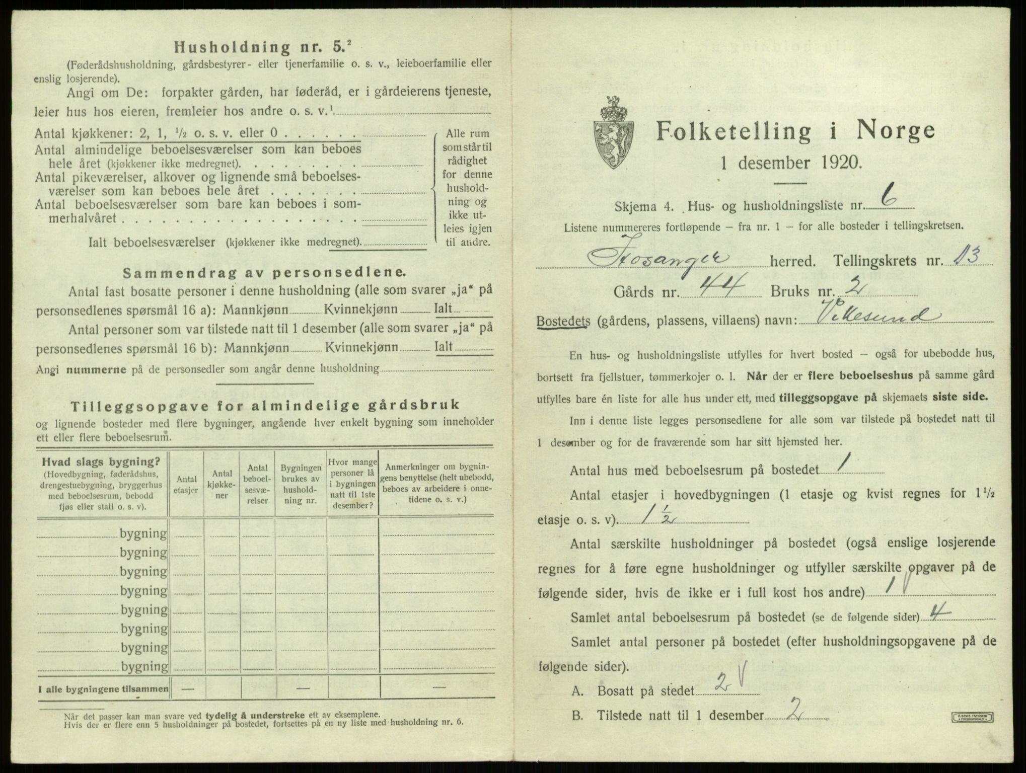 SAB, 1920 census for Hosanger, 1920, p. 683