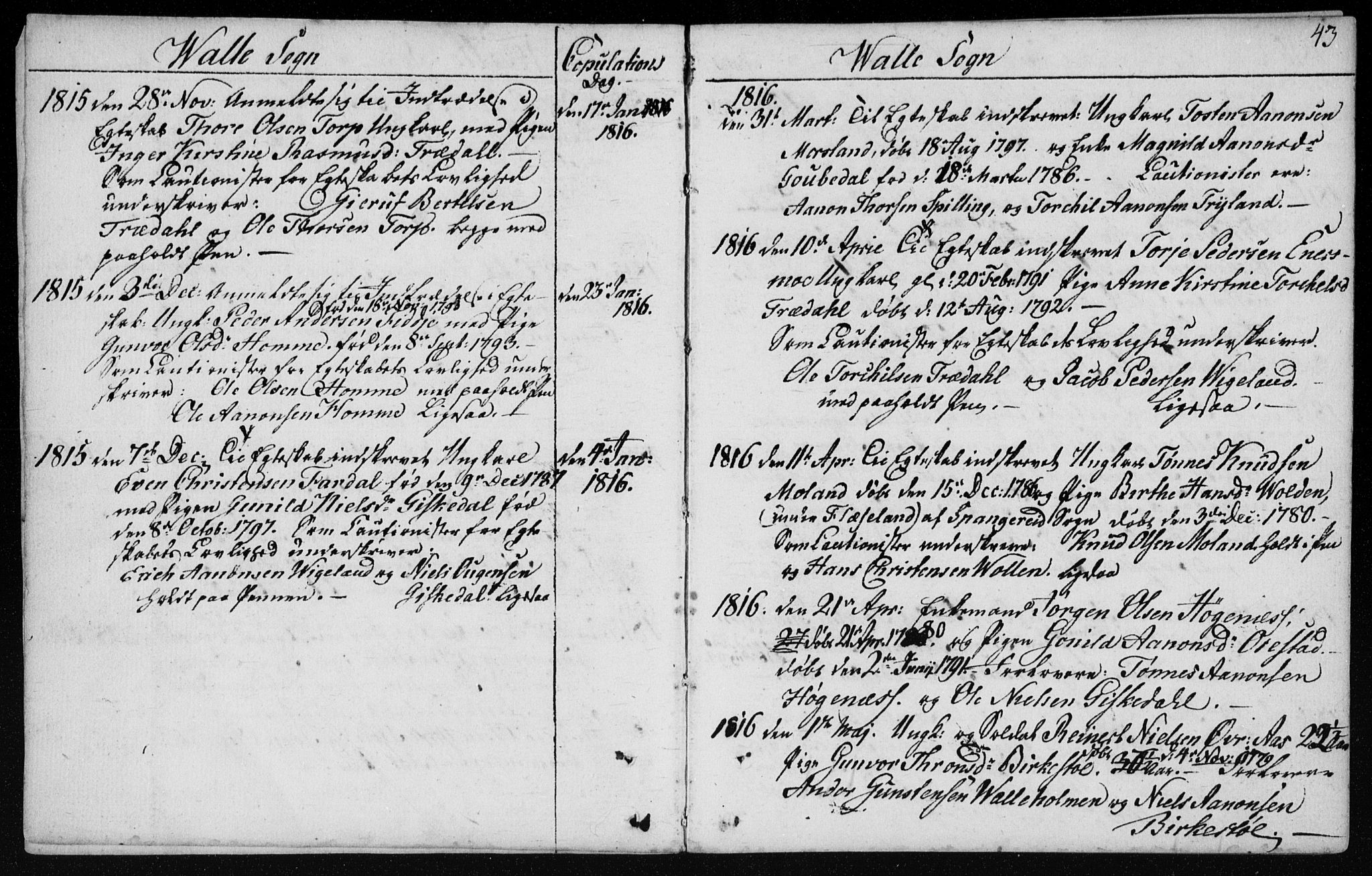 Sør-Audnedal sokneprestkontor, SAK/1111-0039/F/Fa/Fab/L0003: Parish register (official) no. A 3, 1766-1828, p. 43
