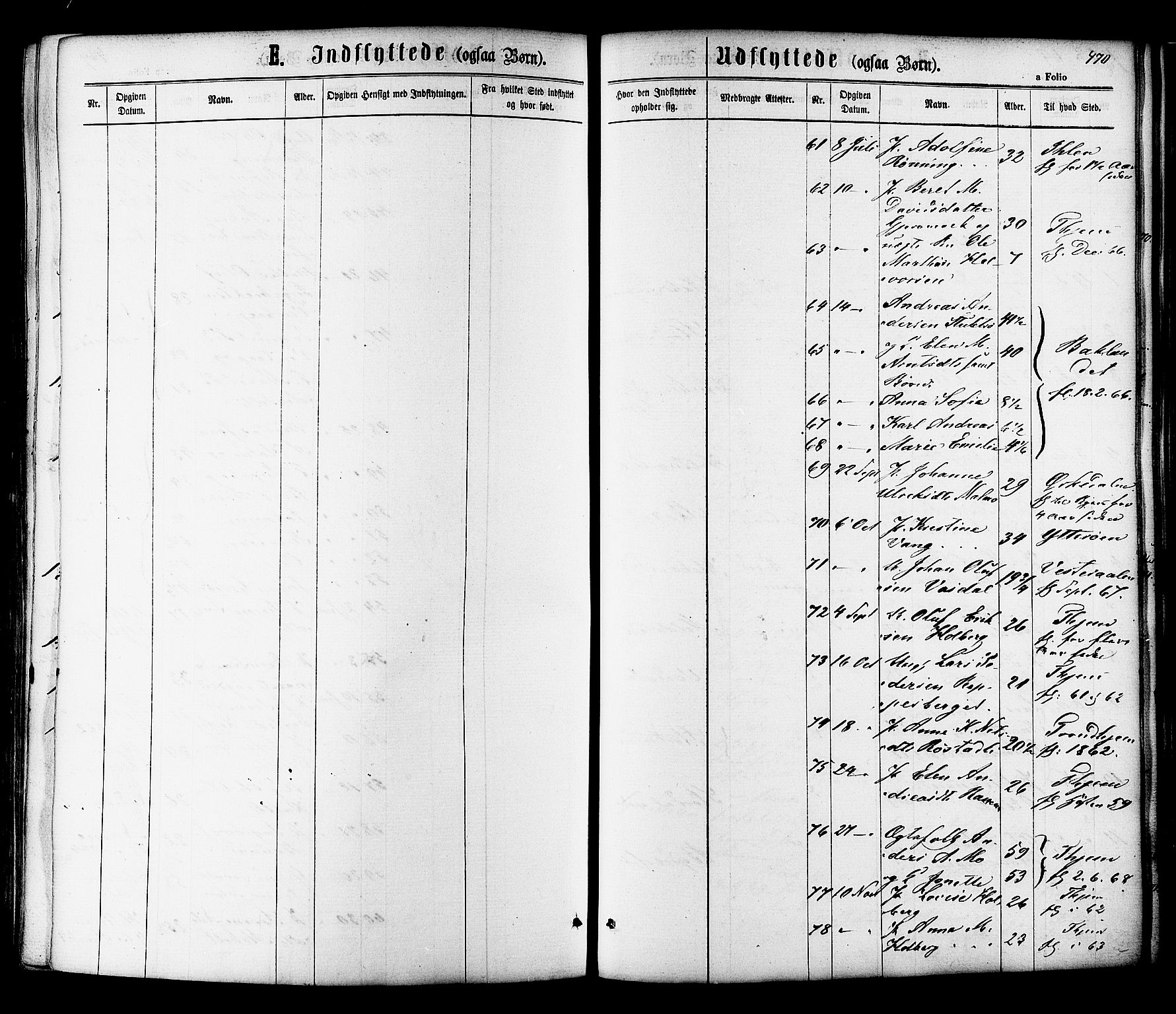 Ministerialprotokoller, klokkerbøker og fødselsregistre - Sør-Trøndelag, AV/SAT-A-1456/606/L0293: Parish register (official) no. 606A08, 1866-1877, p. 470