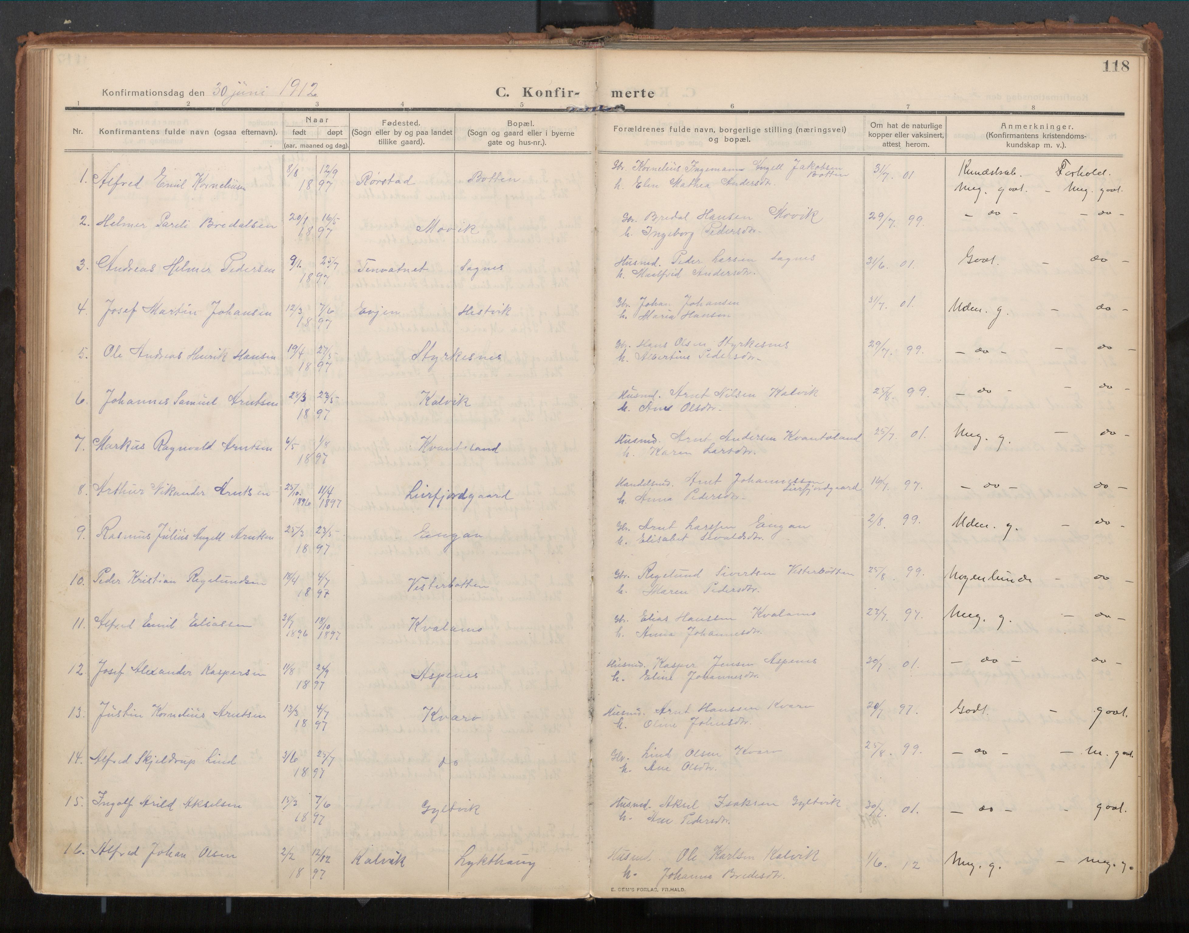 Ministerialprotokoller, klokkerbøker og fødselsregistre - Nordland, AV/SAT-A-1459/854/L0784: Parish register (official) no. 854A07, 1910-1922, p. 118