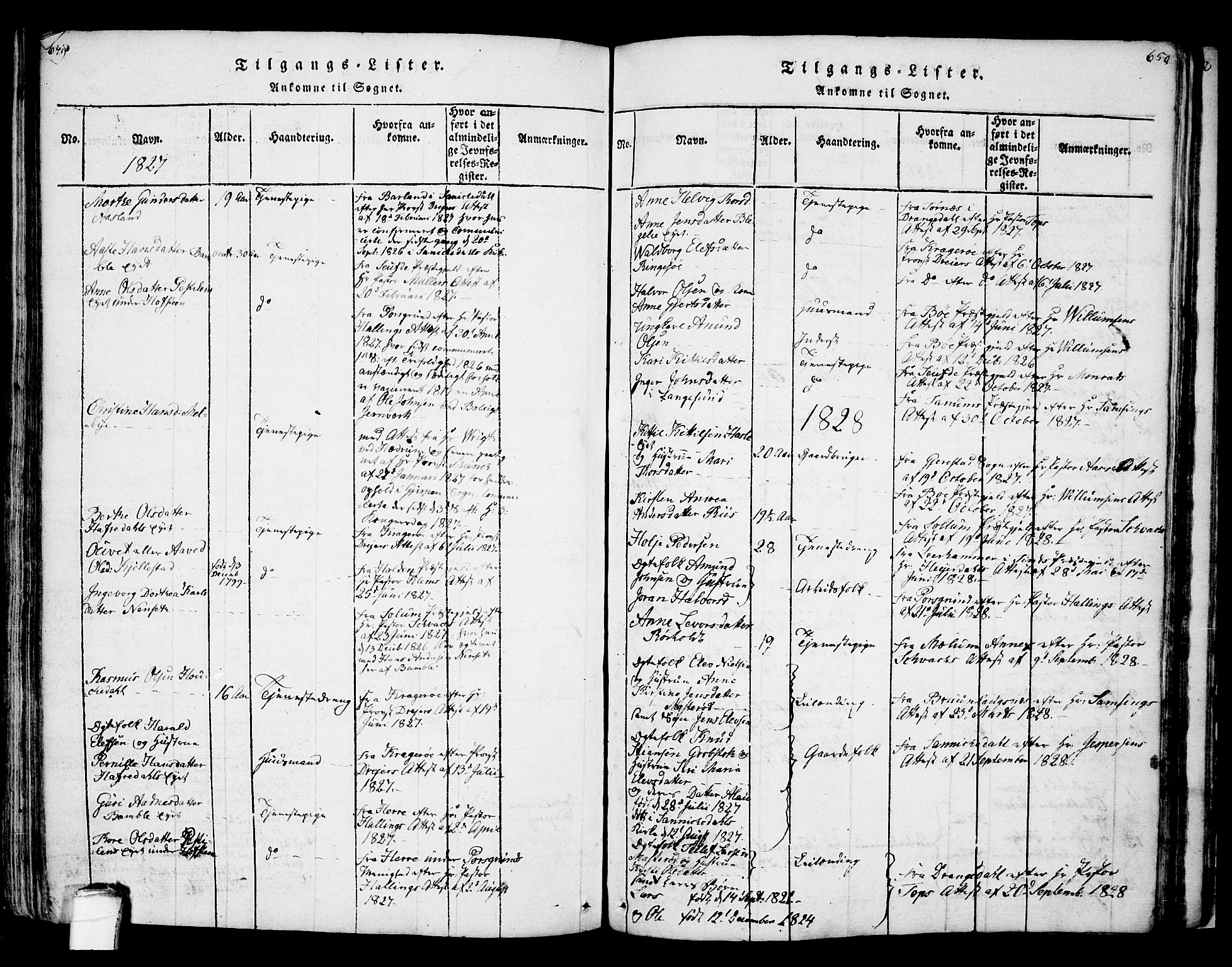 Bamble kirkebøker, AV/SAKO-A-253/F/Fa/L0003: Parish register (official) no. I 3 /1, 1814-1834, p. 649-650