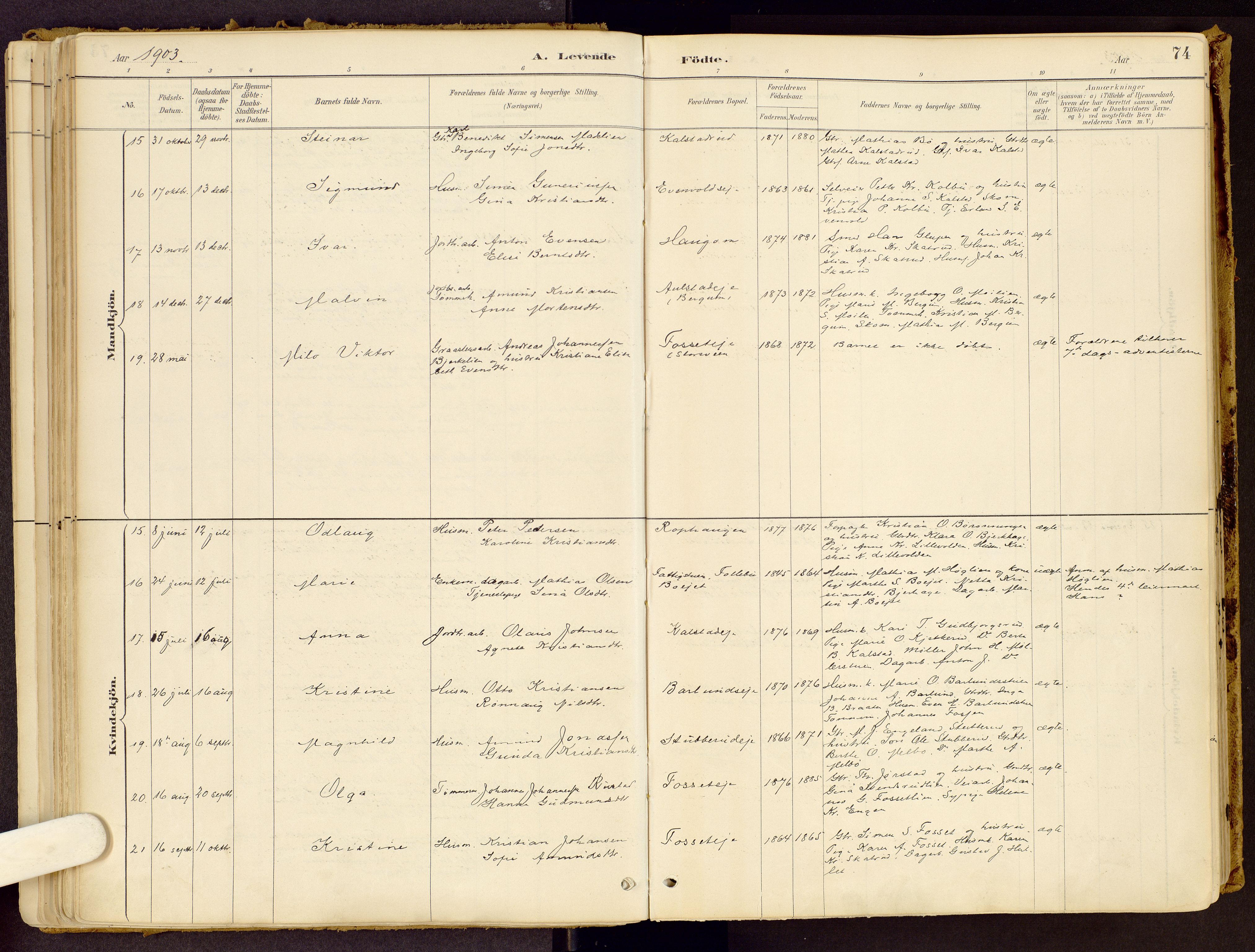 Vestre Gausdal prestekontor, SAH/PREST-094/H/Ha/Haa/L0001: Parish register (official) no. 1, 1887-1914, p. 74