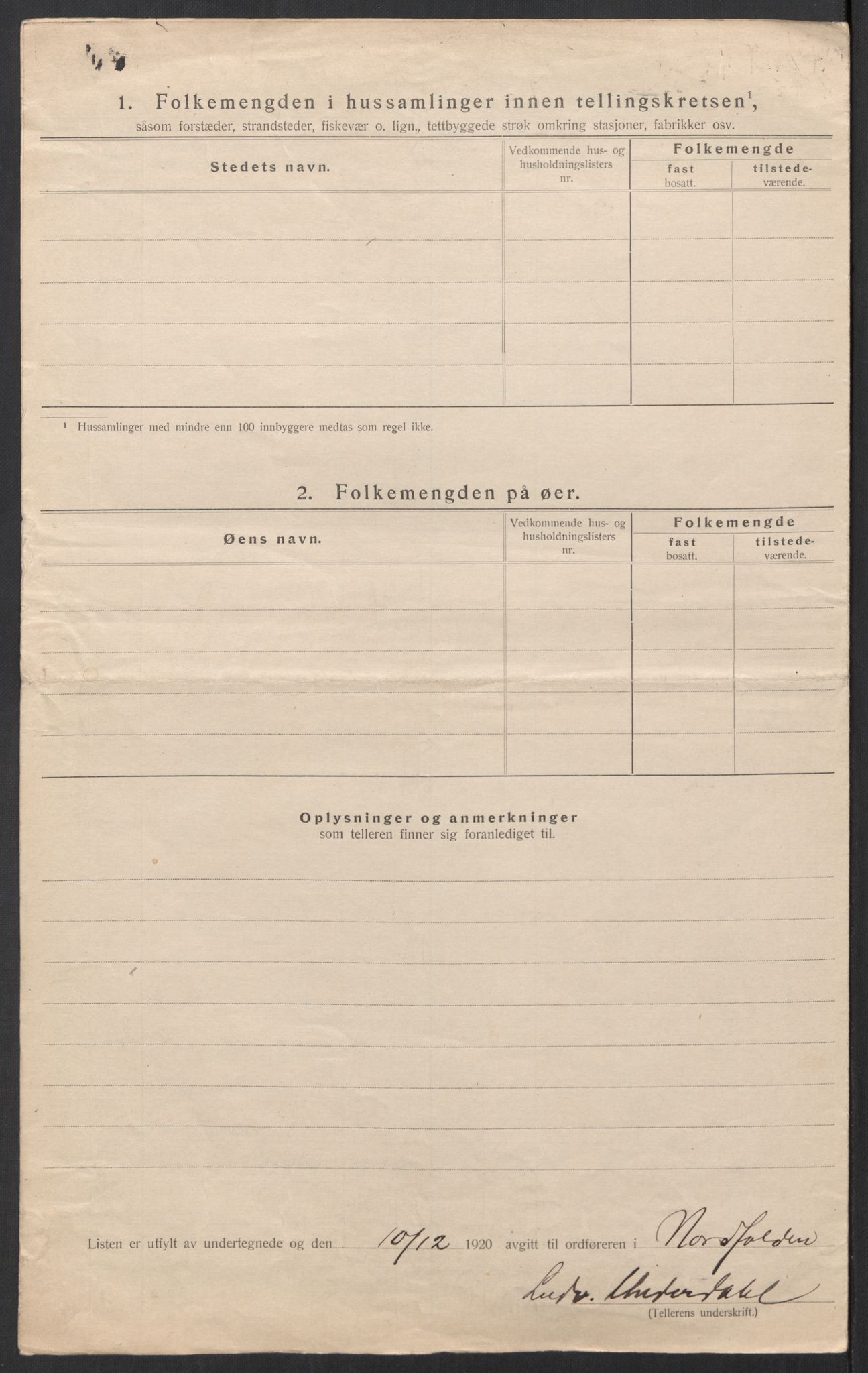 SAT, 1920 census for Nordfold, 1920, p. 18