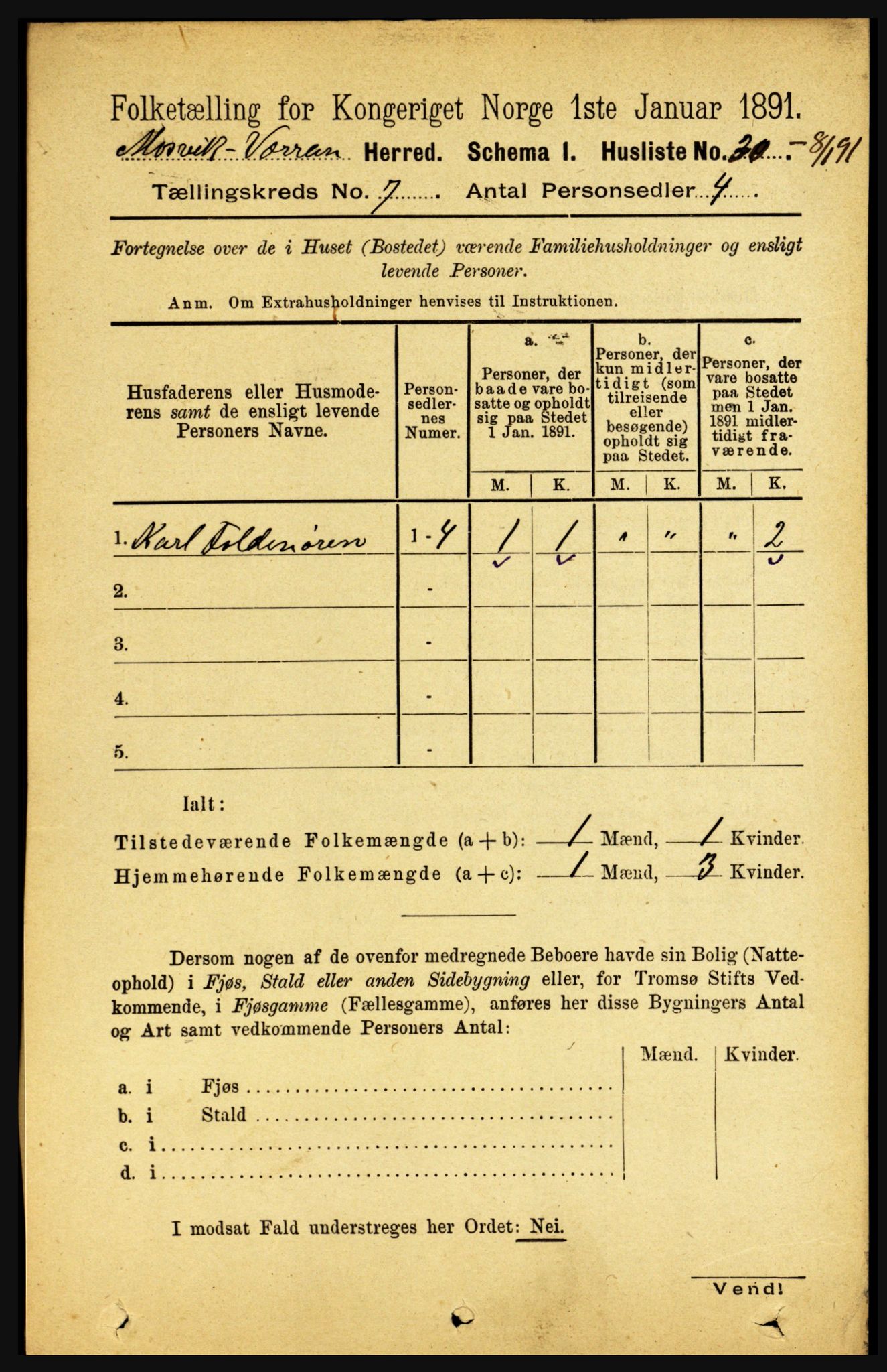 RA, 1891 census for 1723 Mosvik og Verran, 1891, p. 2879