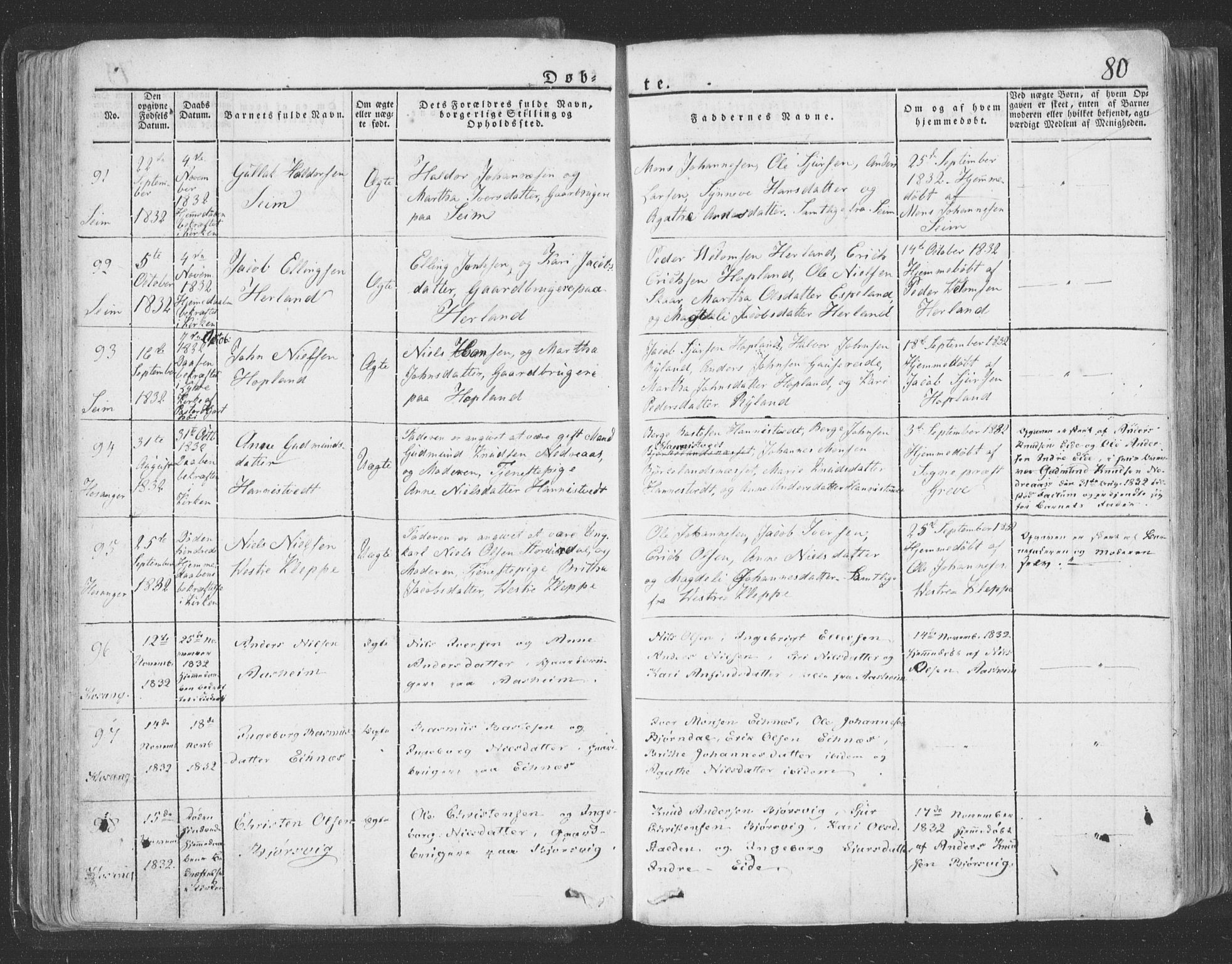 Hosanger sokneprestembete, AV/SAB-A-75801/H/Haa: Parish register (official) no. A 6, 1824-1835, p. 80