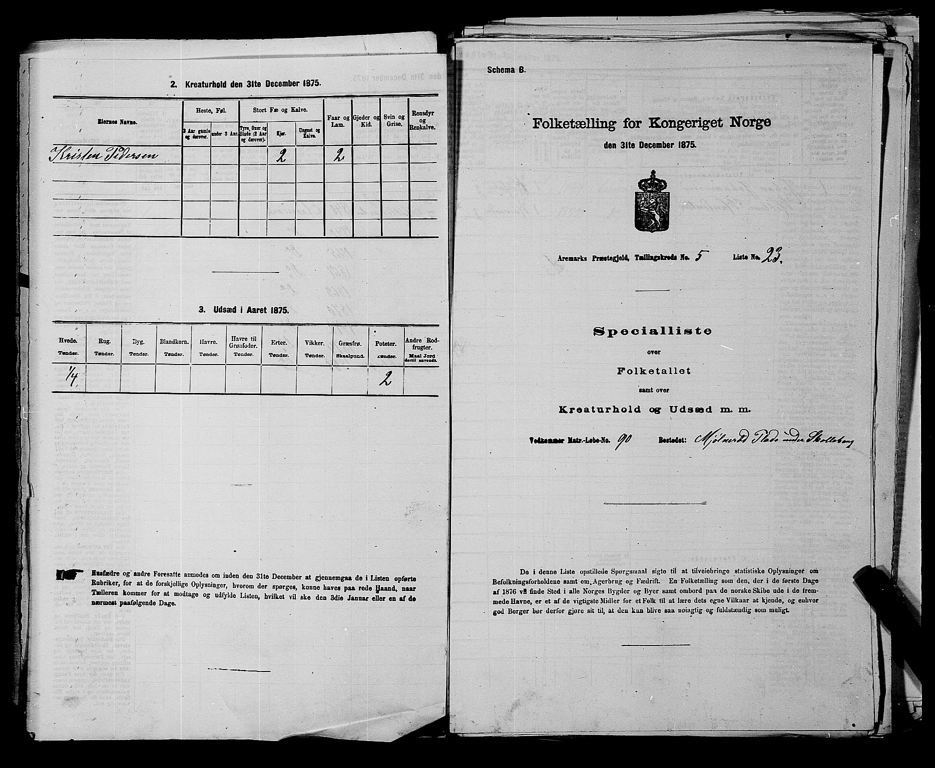 RA, 1875 census for 0118P Aremark, 1875, p. 686