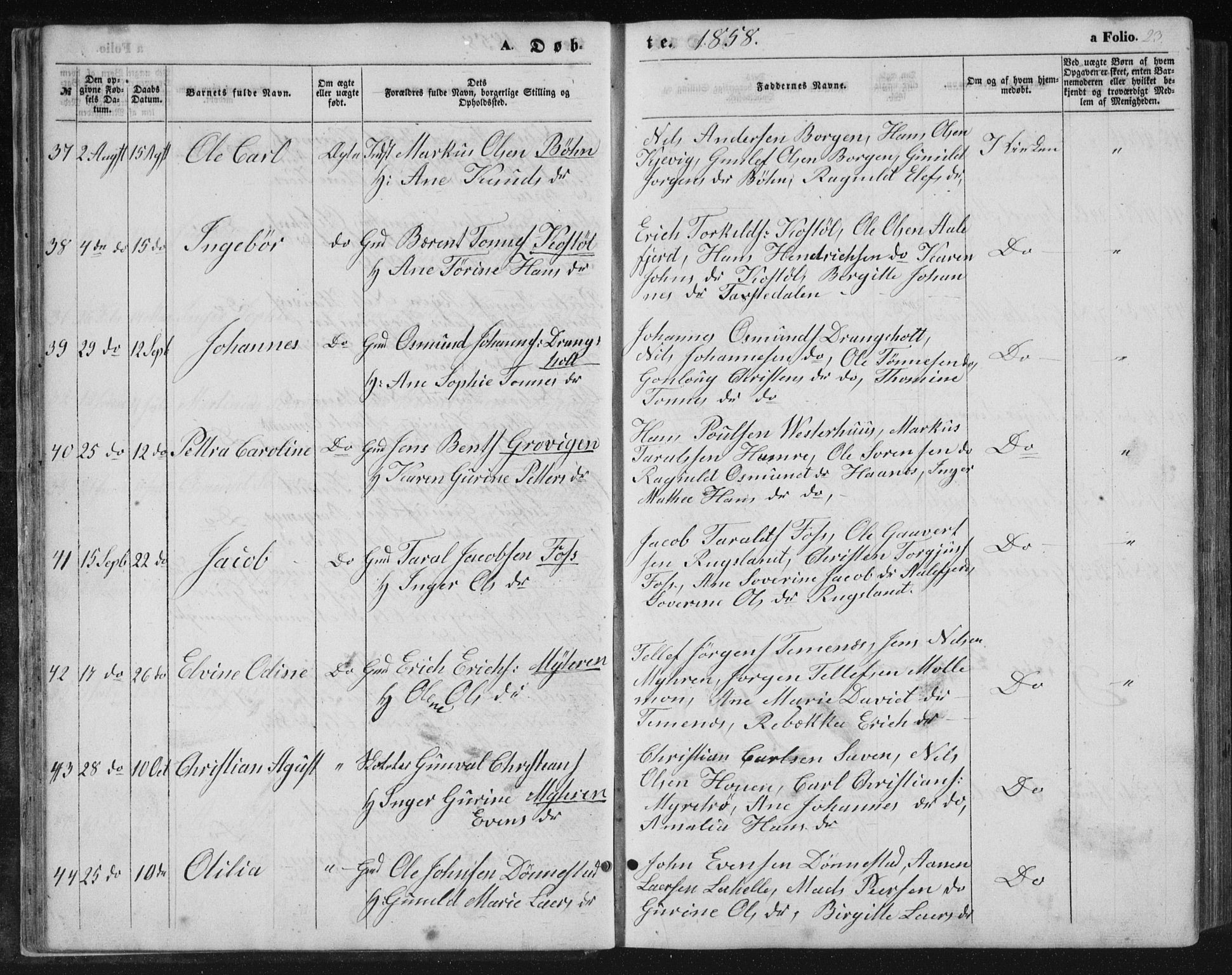 Tveit sokneprestkontor, AV/SAK-1111-0043/F/Fb/L0003: Parish register (copy) no. B 3, 1854-1886, p. 23