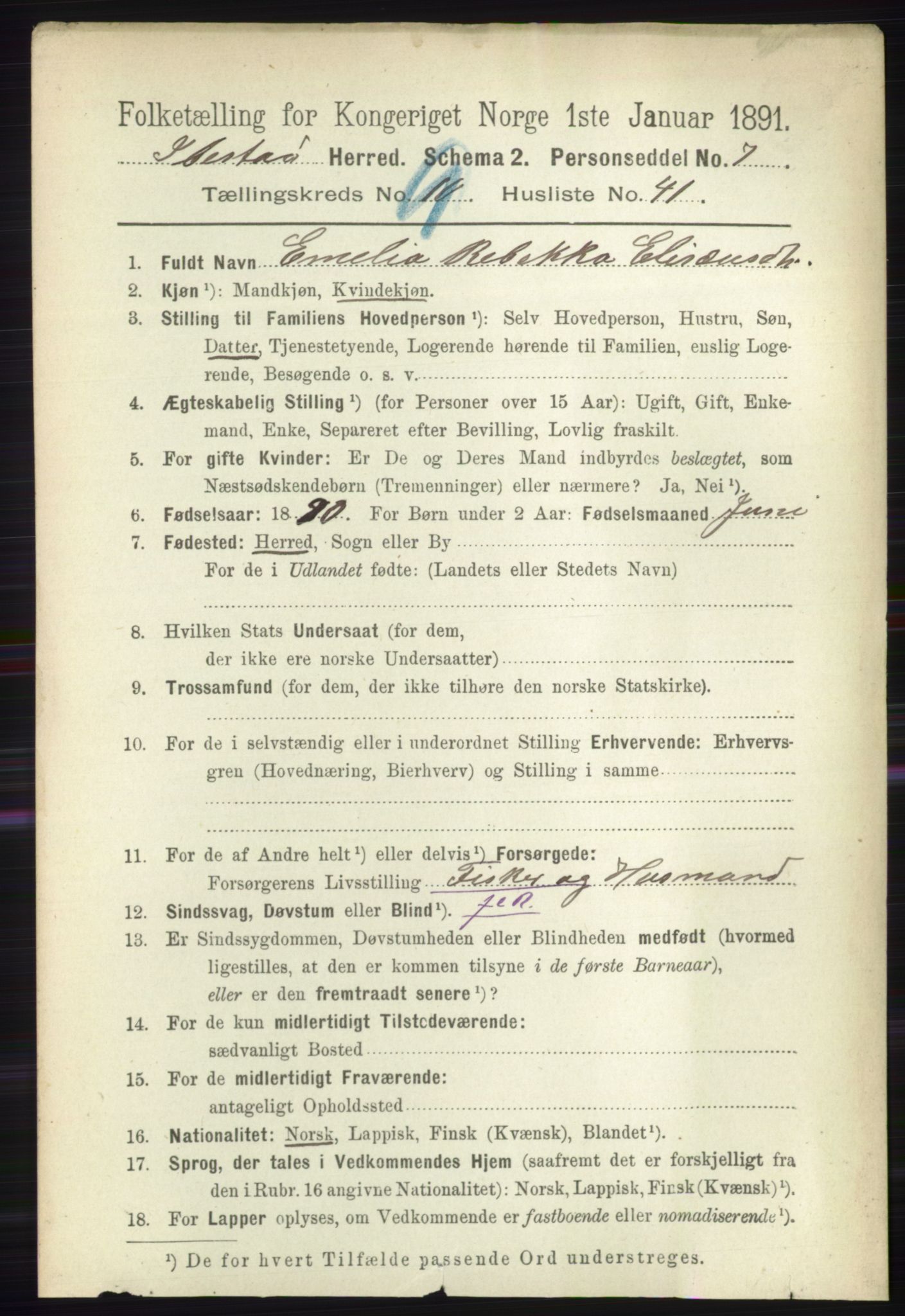 RA, 1891 census for 1917 Ibestad, 1891, p. 6224