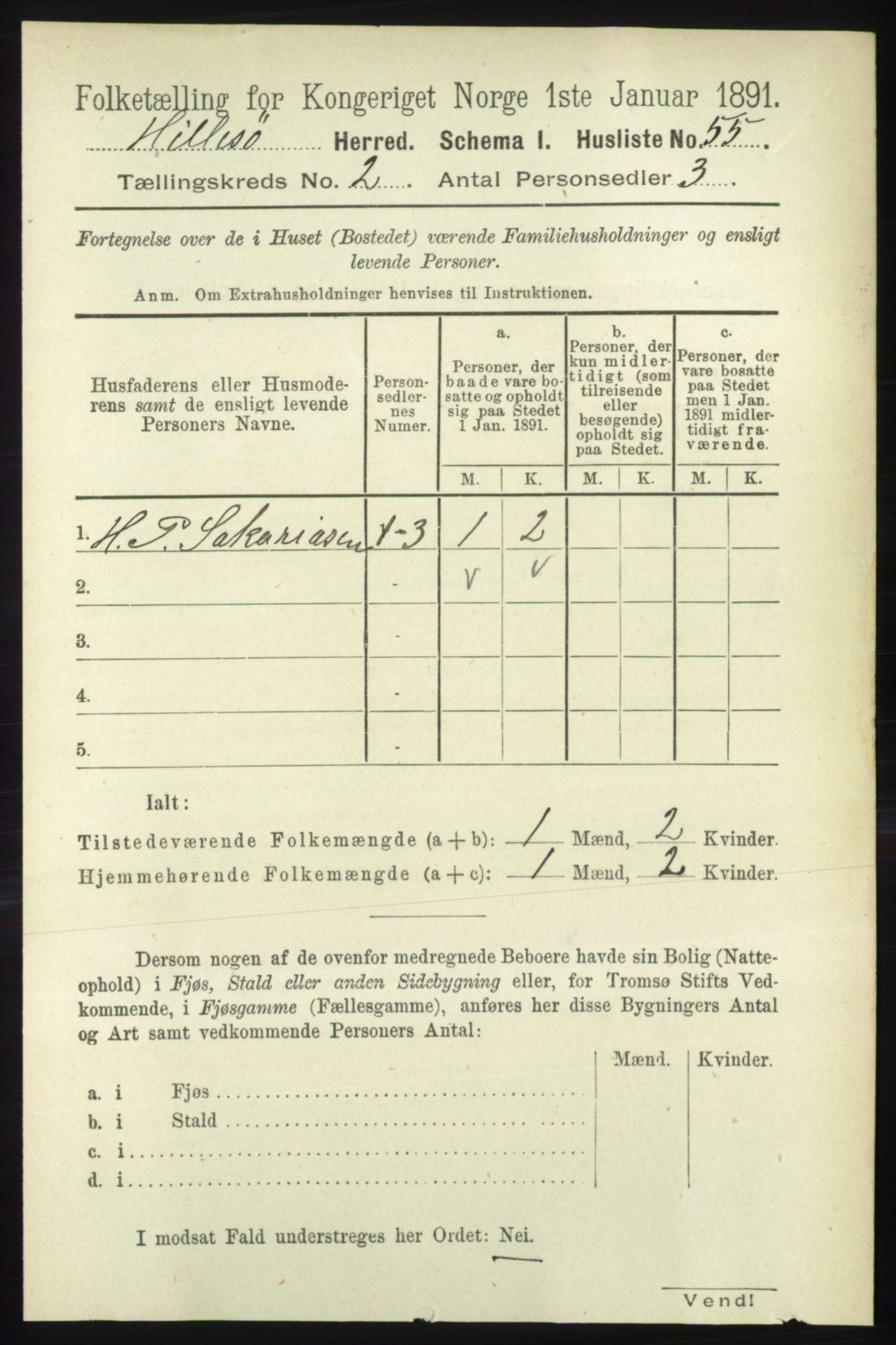 RA, 1891 census for 1930 Hillesøy, 1891, p. 626