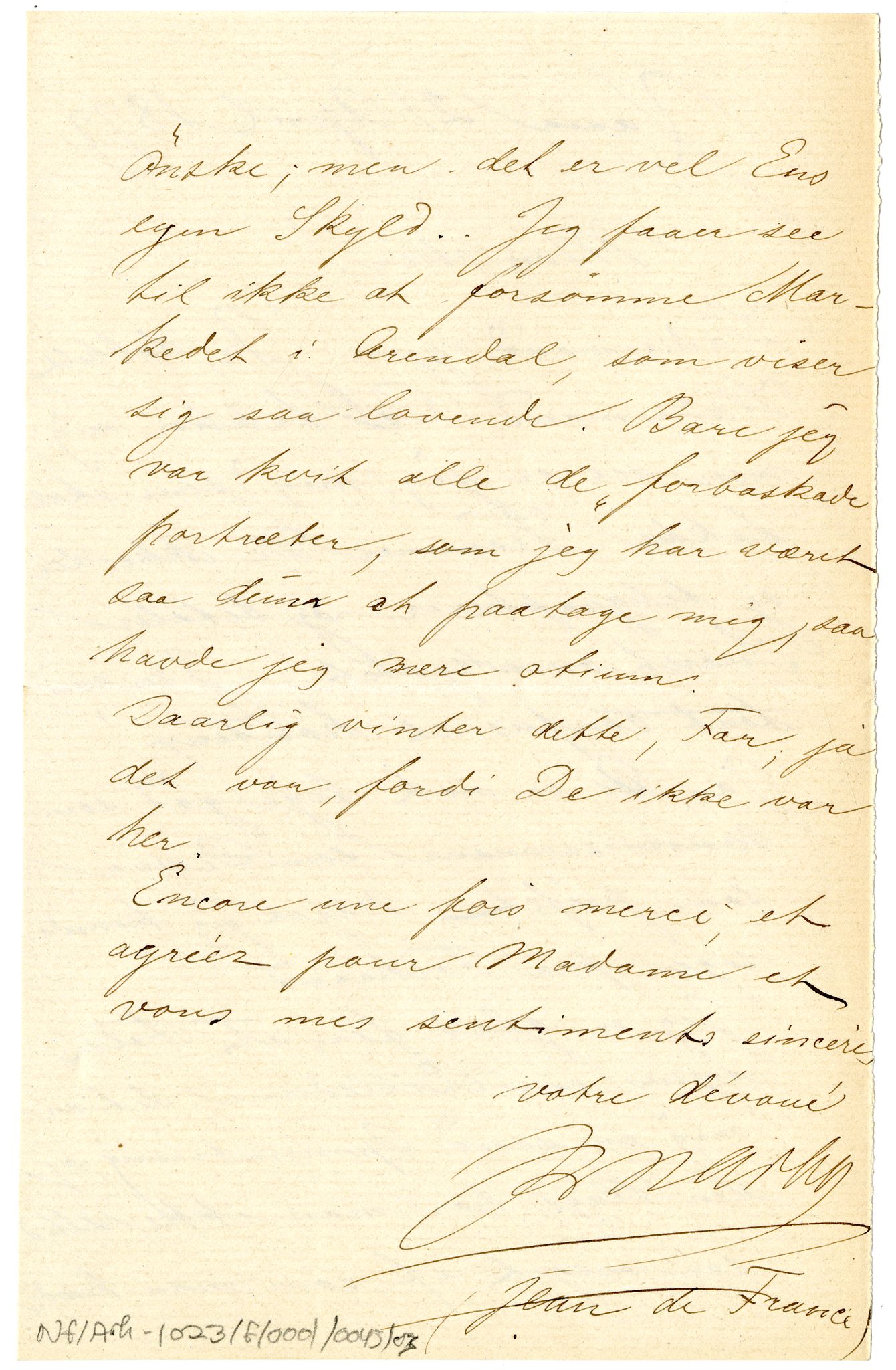 Diderik Maria Aalls brevsamling, NF/Ark-1023/F/L0001: D.M. Aalls brevsamling. A - B, 1738-1889, p. 543