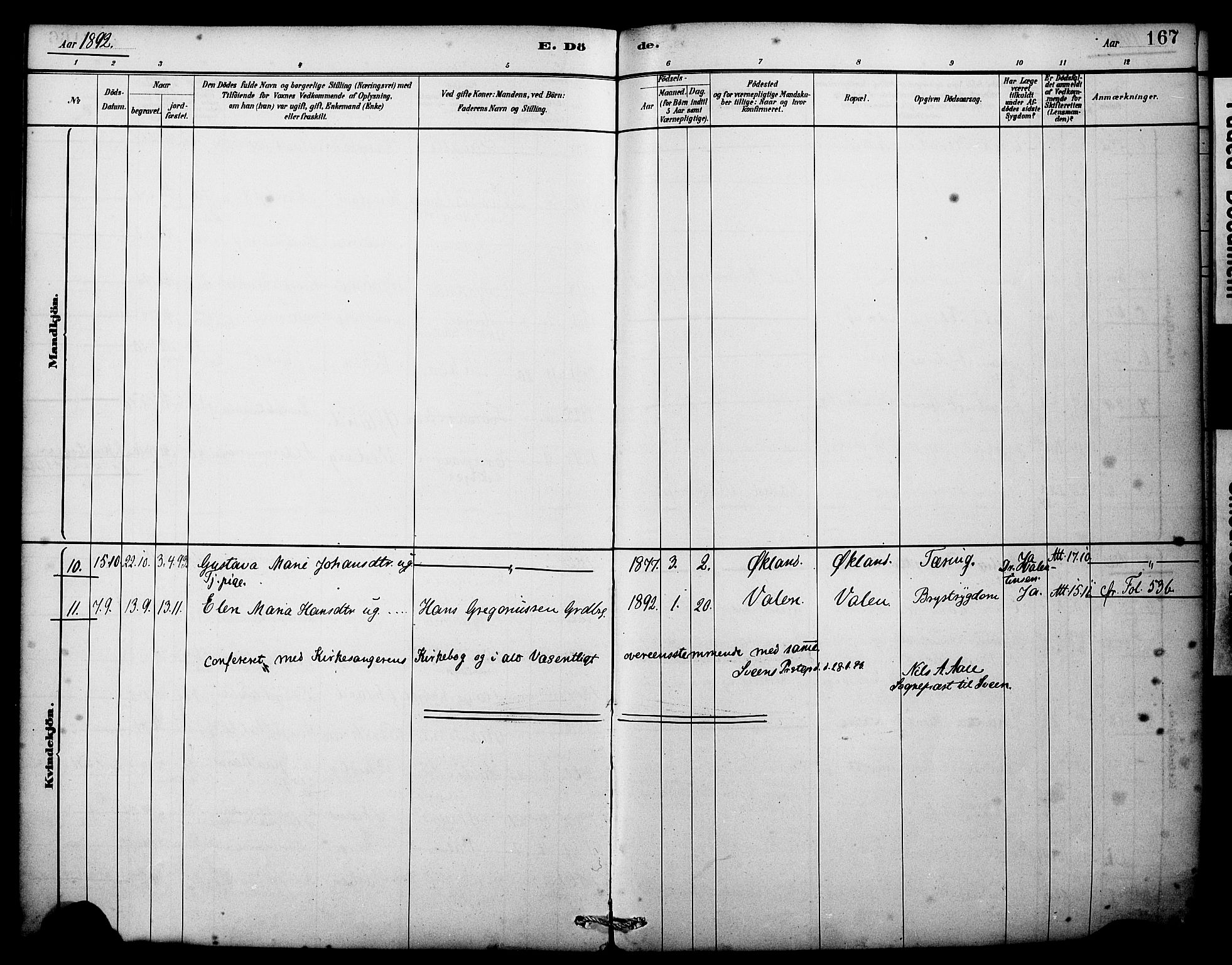 Sveio Sokneprestembete, SAB/A-78501/H/Haa: Parish register (official) no. C 2, 1881-1899, p. 167