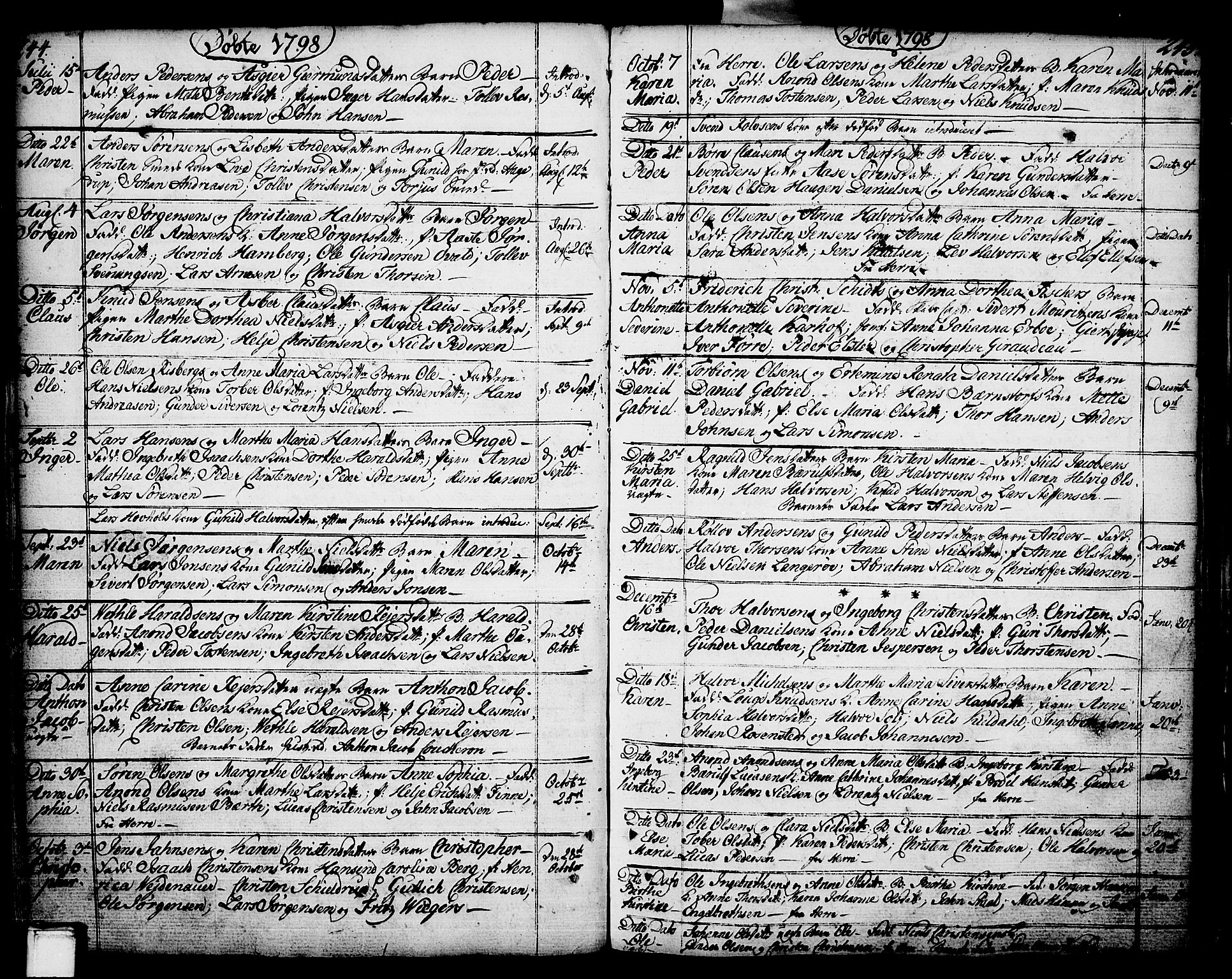 Porsgrunn kirkebøker , SAKO/A-104/F/Fa/L0002: Parish register (official) no. 2, 1764-1814, p. 244-245