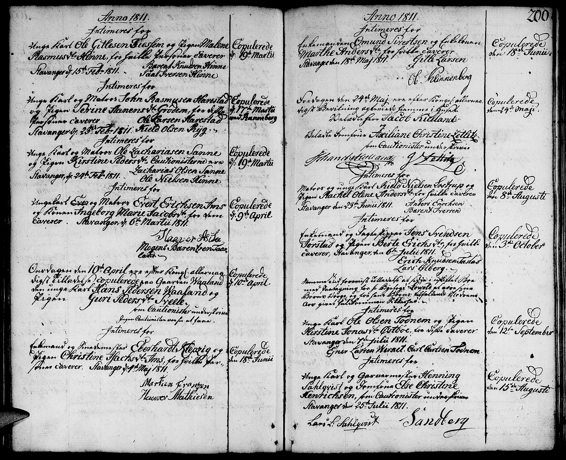 Domkirken sokneprestkontor, SAST/A-101812/001/30/30BA/L0006: Parish register (official) no. A 6, 1783-1815, p. 200