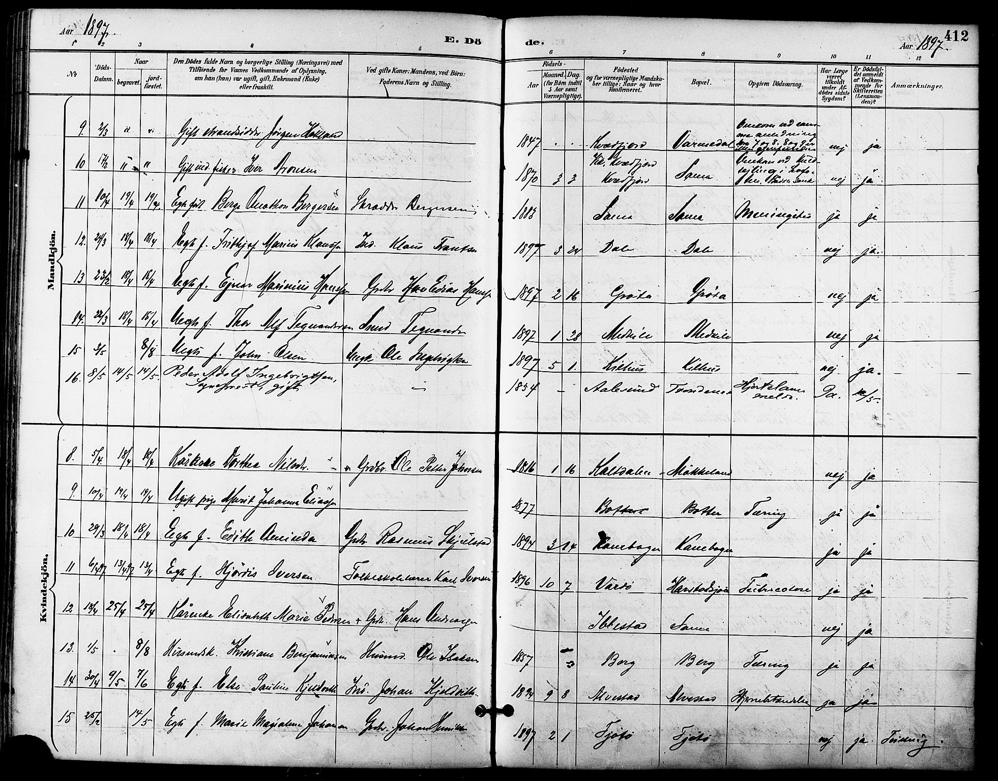 Trondenes sokneprestkontor, SATØ/S-1319/H/Ha/L0016kirke: Parish register (official) no. 16, 1890-1898, p. 412