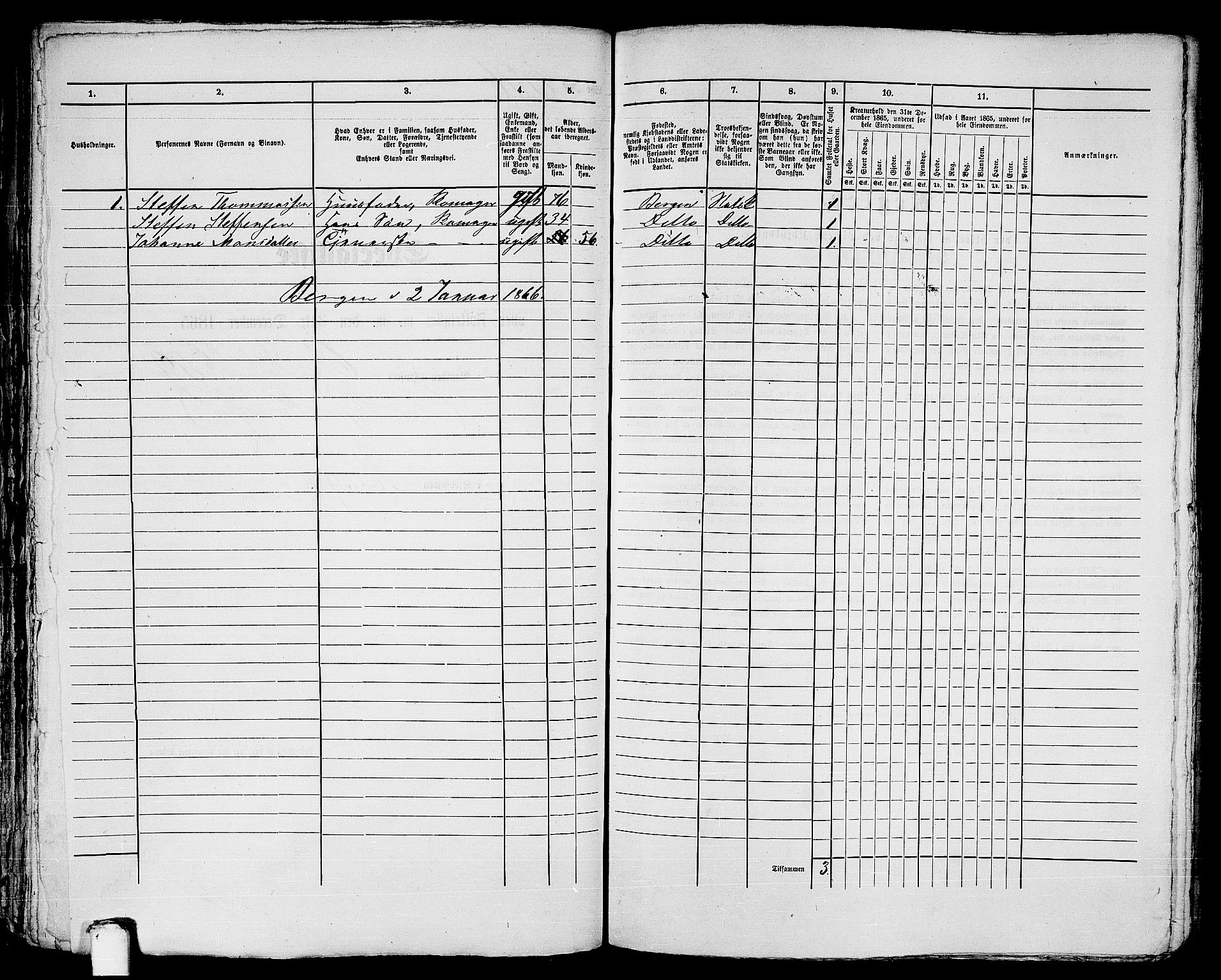 RA, 1865 census for Bergen, 1865, p. 1217