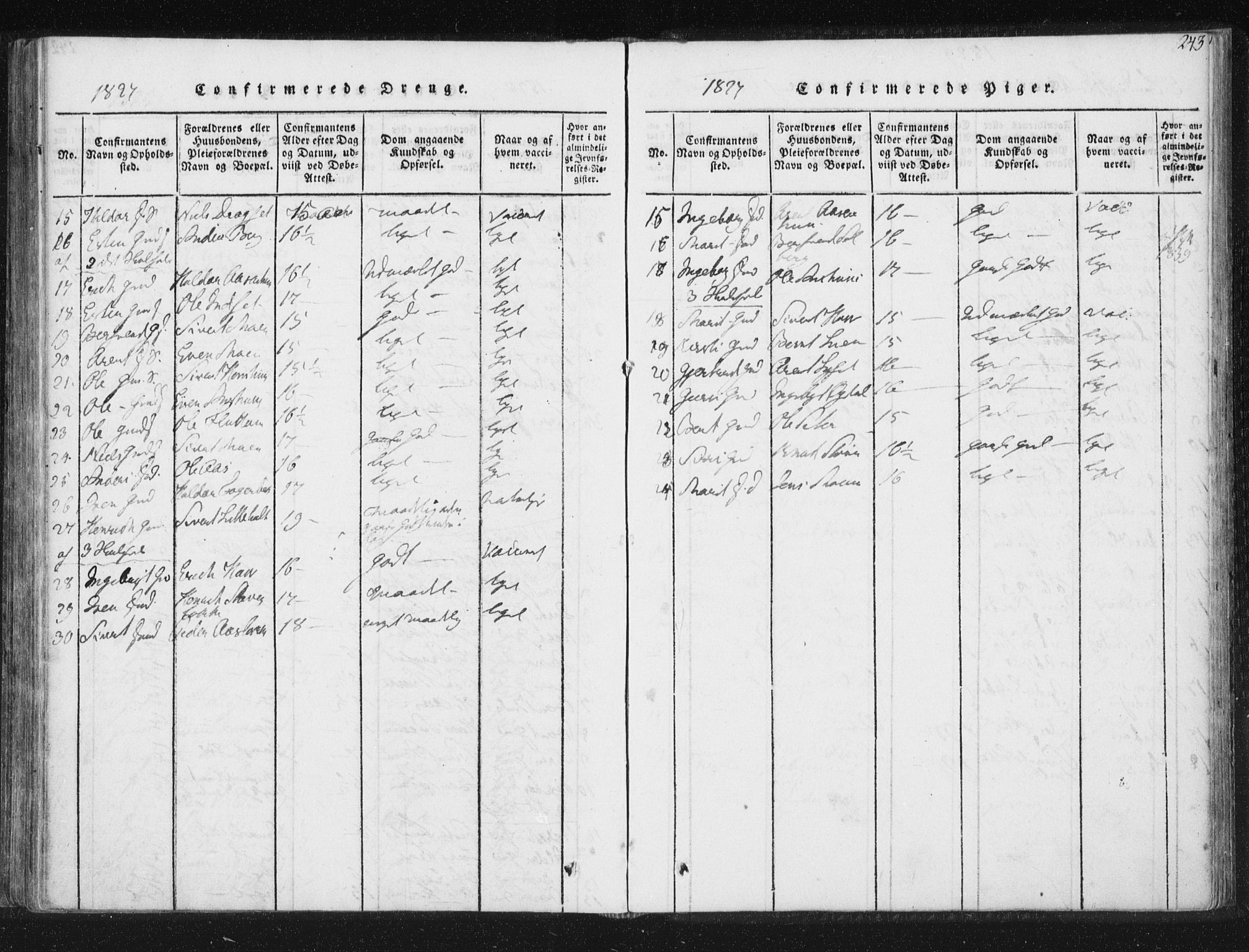 Ministerialprotokoller, klokkerbøker og fødselsregistre - Sør-Trøndelag, SAT/A-1456/689/L1037: Parish register (official) no. 689A02, 1816-1842, p. 243