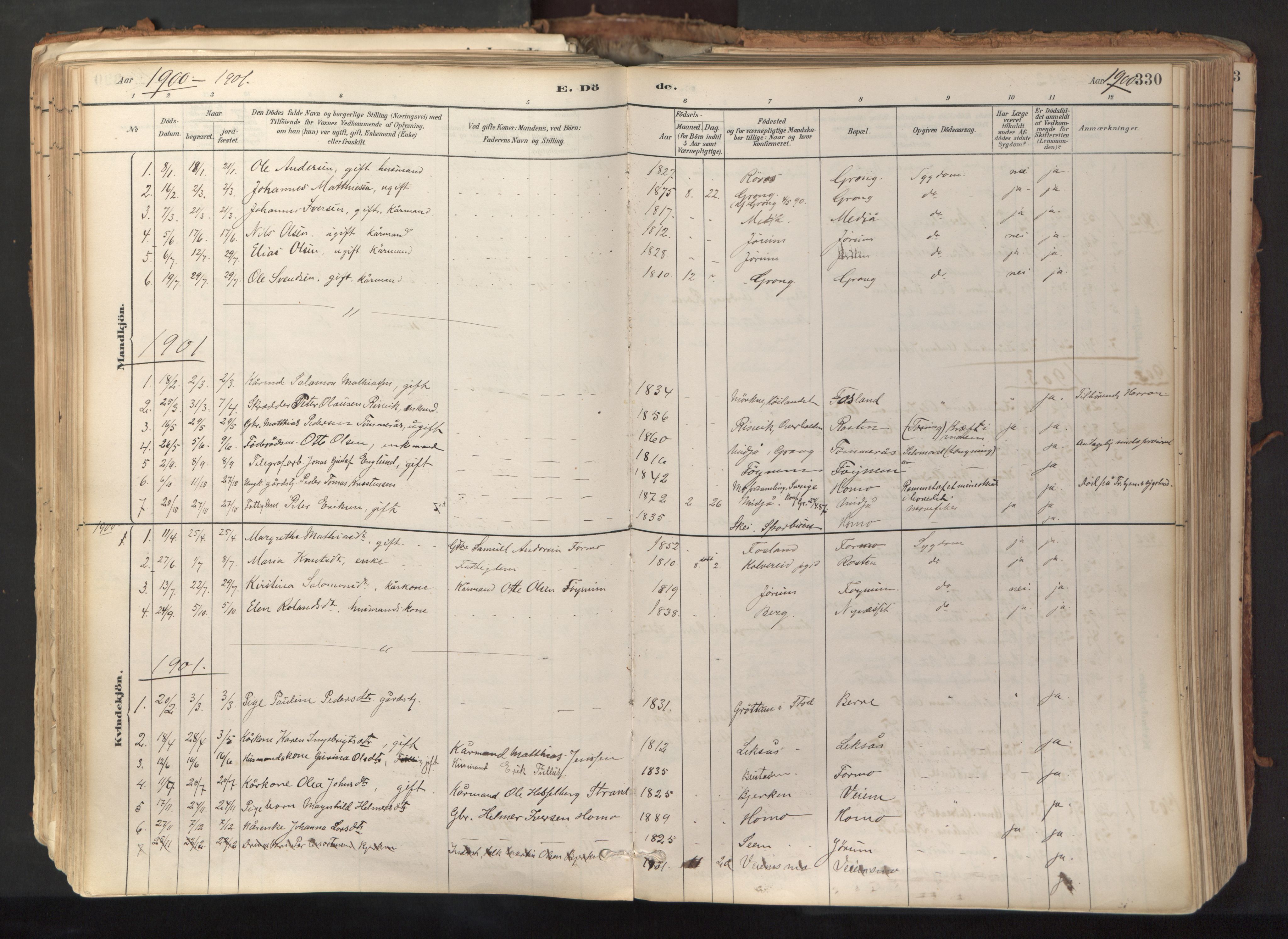 Ministerialprotokoller, klokkerbøker og fødselsregistre - Nord-Trøndelag, AV/SAT-A-1458/758/L0519: Parish register (official) no. 758A04, 1880-1926, p. 330