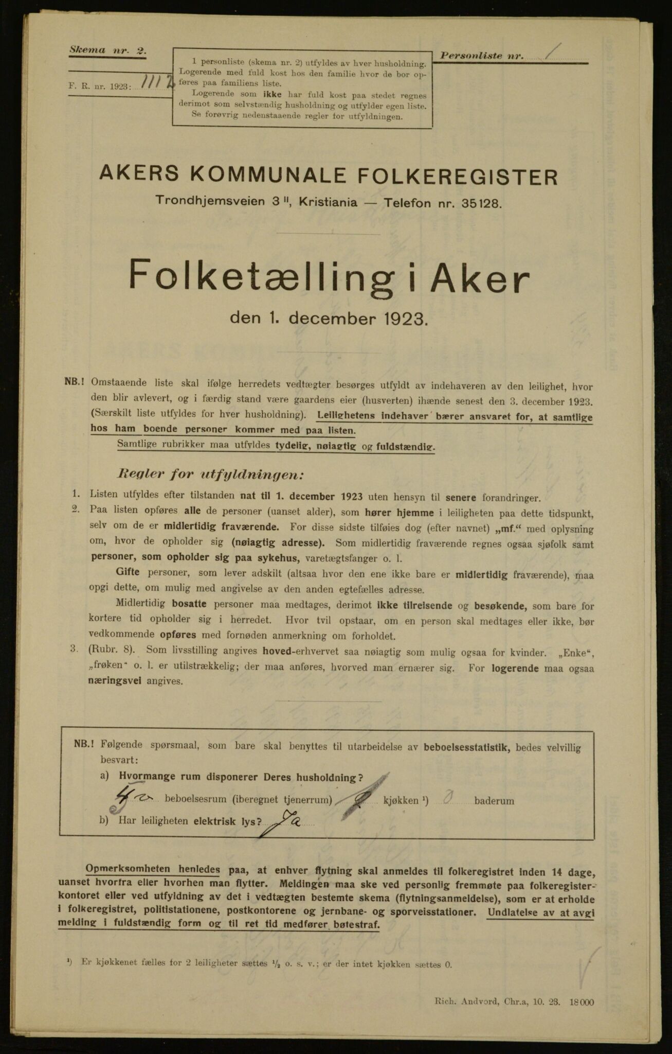 , Municipal Census 1923 for Aker, 1923, p. 14897