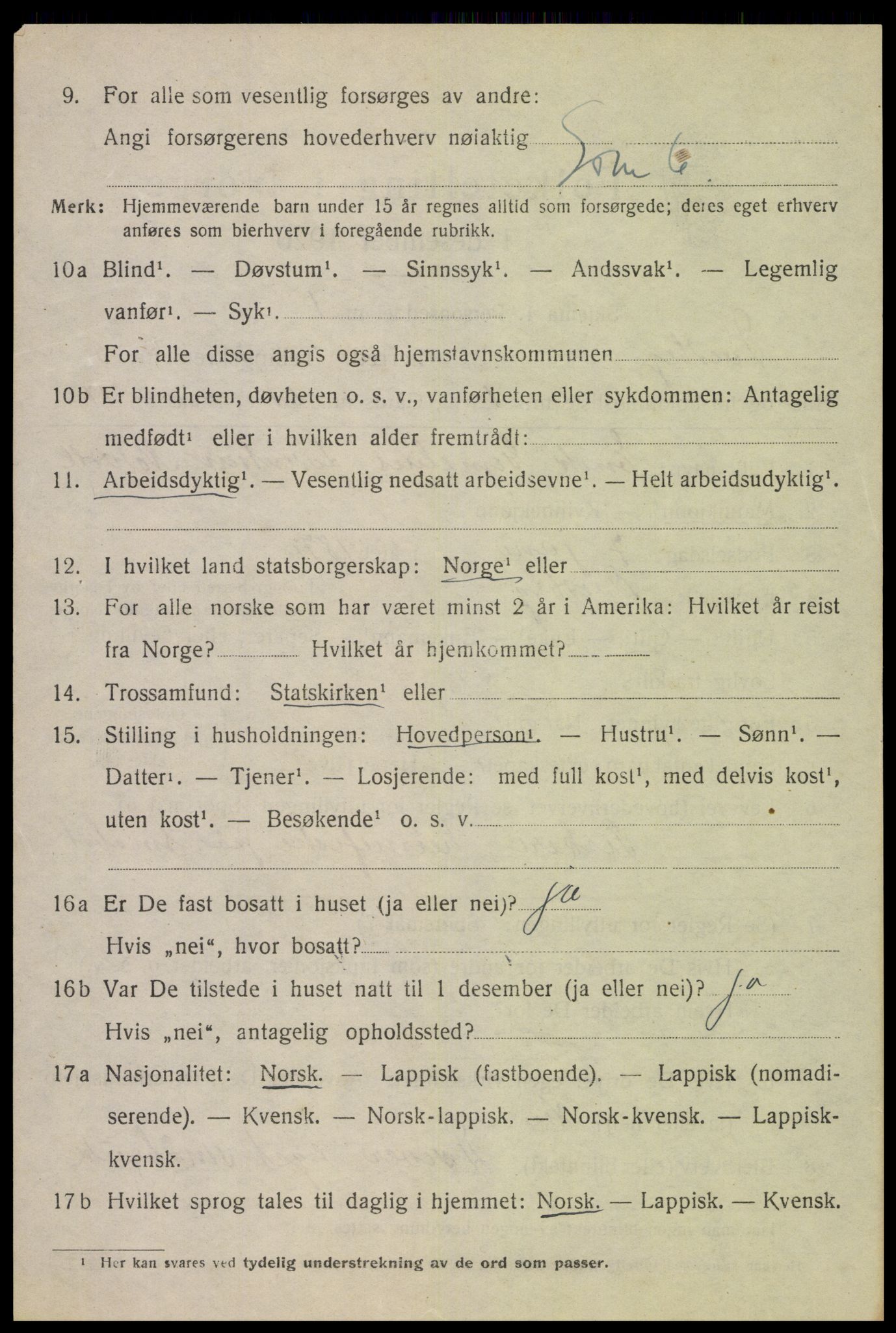 SAT, 1920 census for Dverberg, 1920, p. 5857