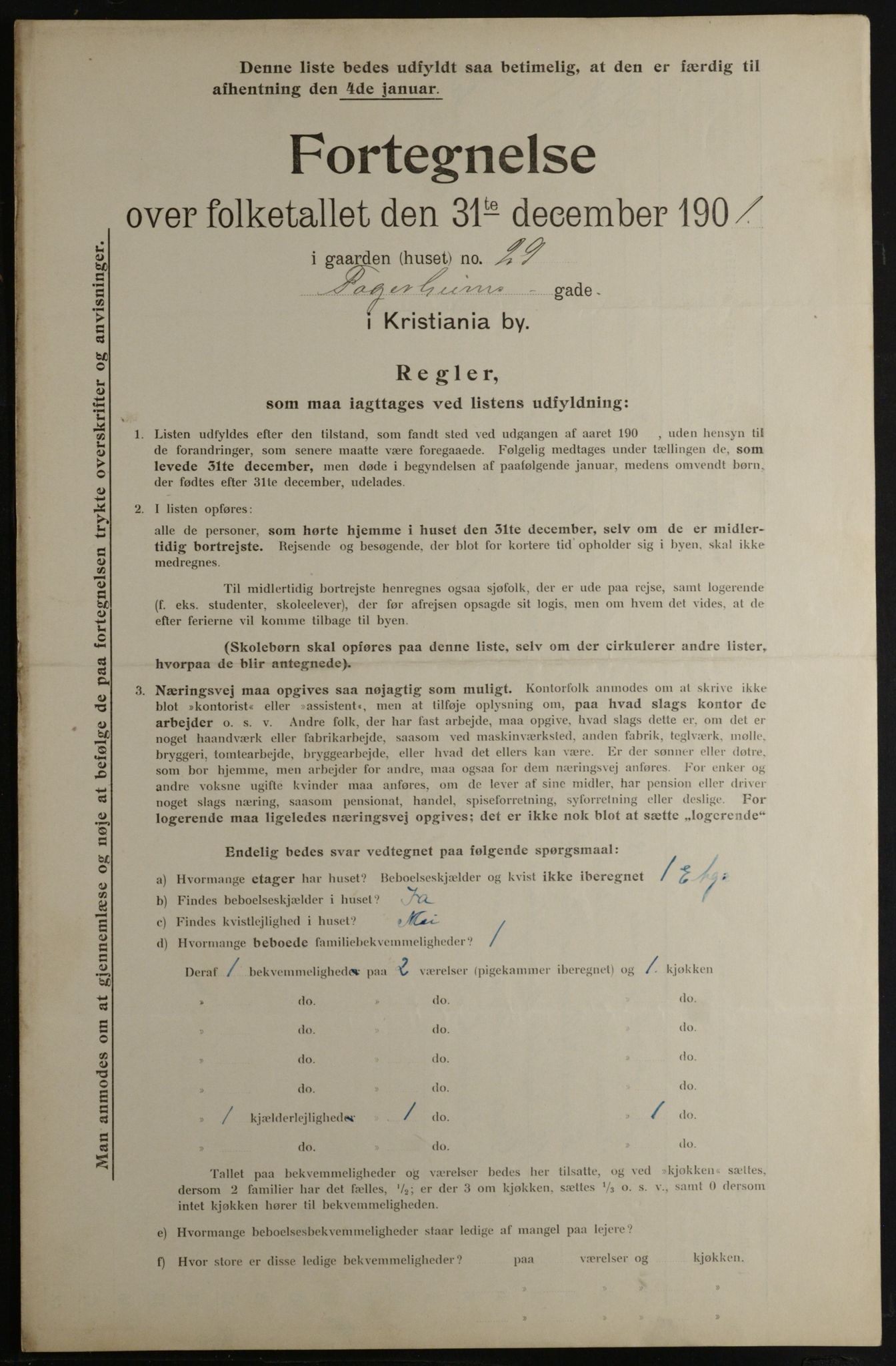 OBA, Municipal Census 1901 for Kristiania, 1901, p. 3755