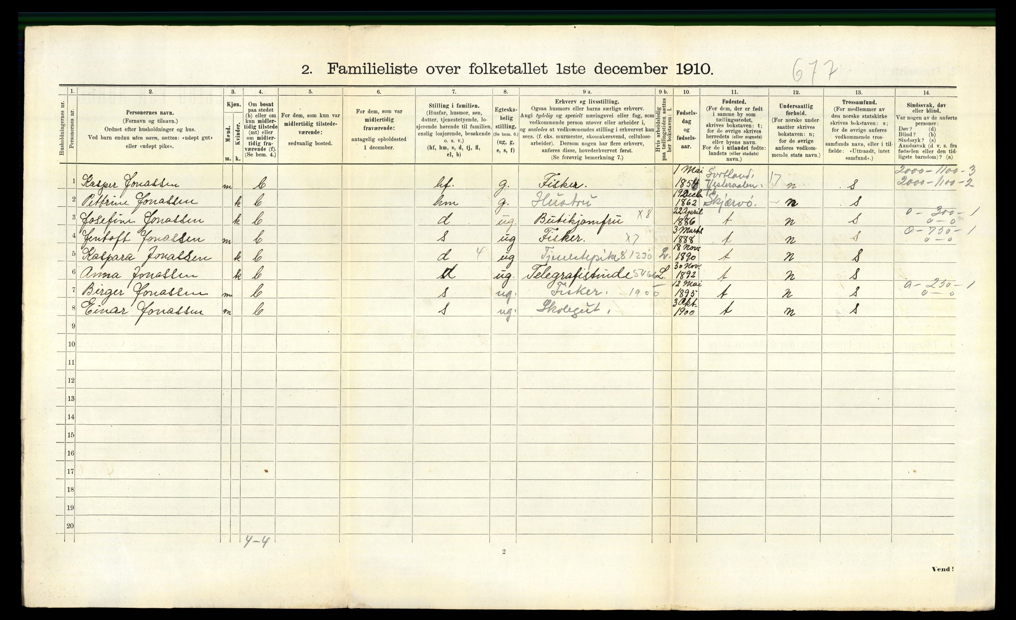 RA, 1910 census for Vardø, 1910, p. 505